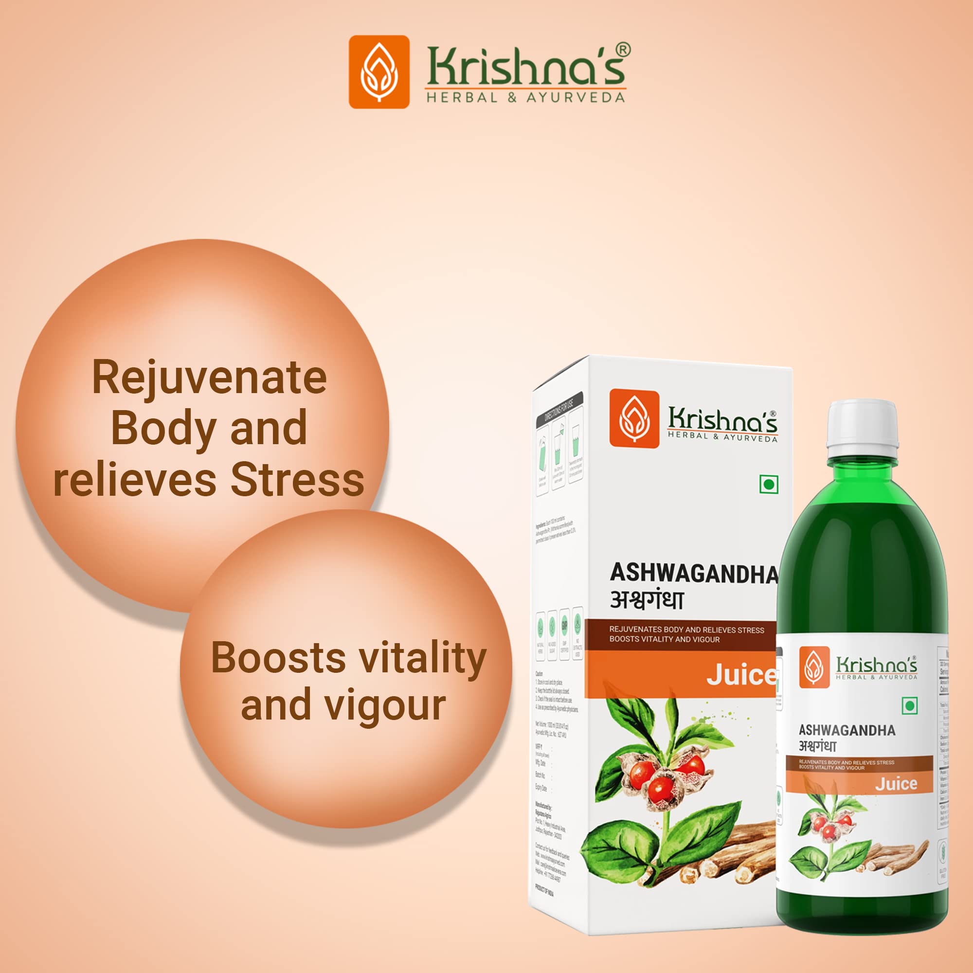 Krishna's Ashvagandha Juice 1L – view 2