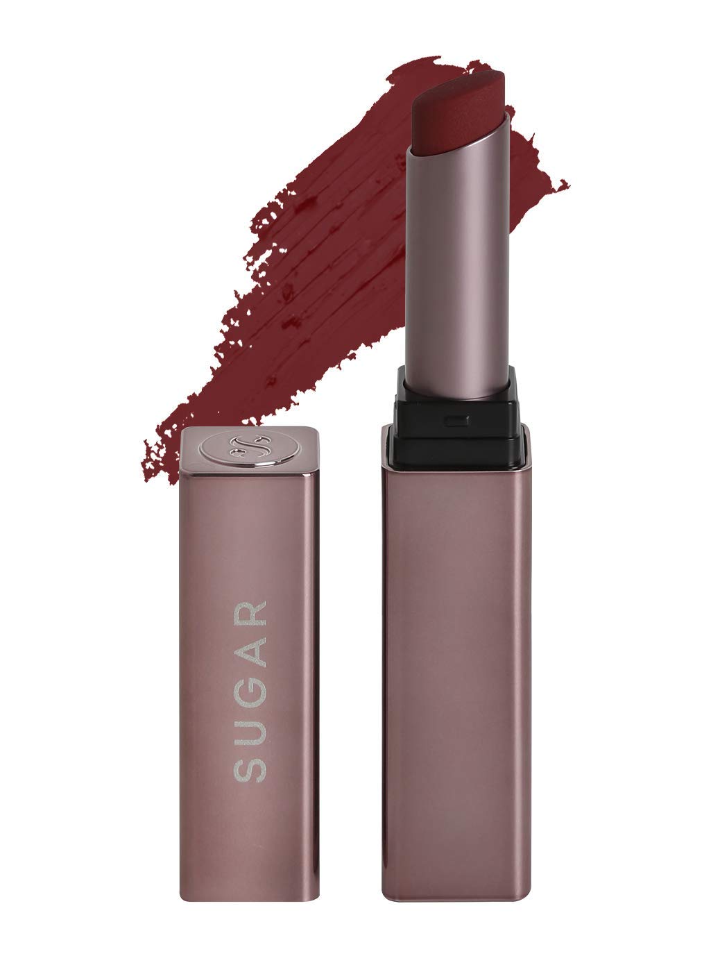 Reddish brown SUGAR Mettle Satin Lipstick crayon in Emma shade