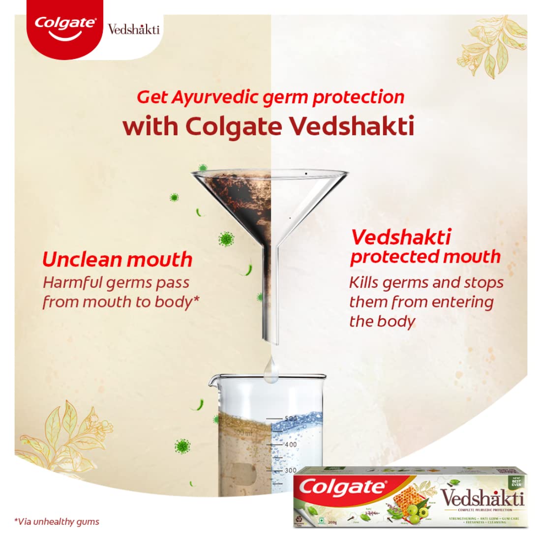 Colgate Swarna Vedshakti Toothpaste - 300 g with ZigZag Neem Medium Bristle Toothbrush - 4 Pieces – view 2