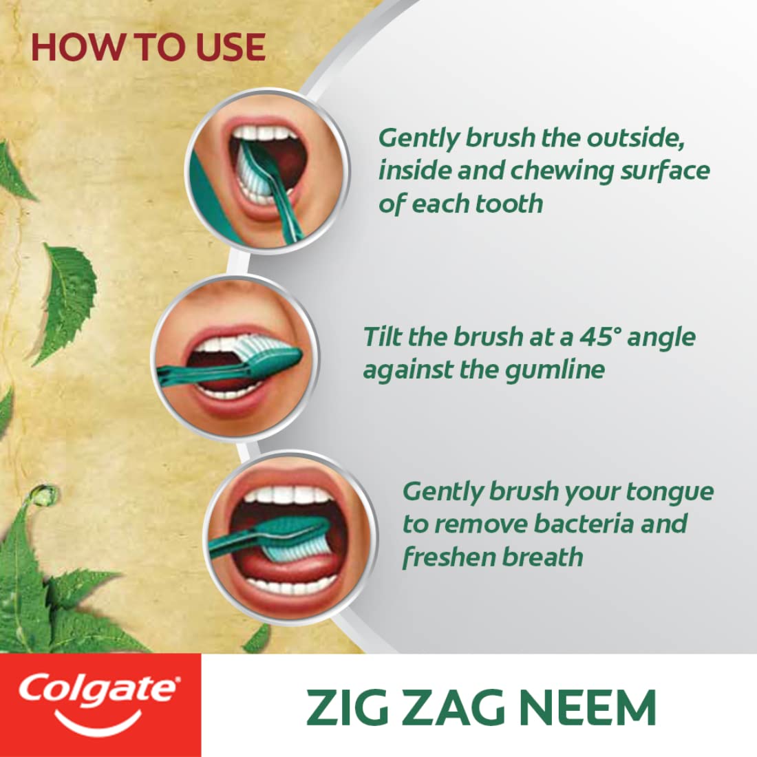 Colgate Swarna Vedshakti Toothpaste - 300 g with ZigZag Neem Medium Bristle Toothbrush - 4 Pieces – view 7