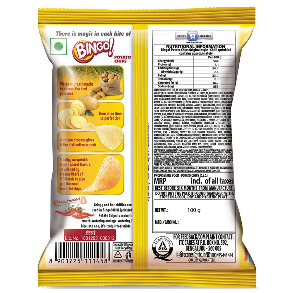 Bingo Original Style Chilli Sprinkled Potato Chips 90 G – view 2