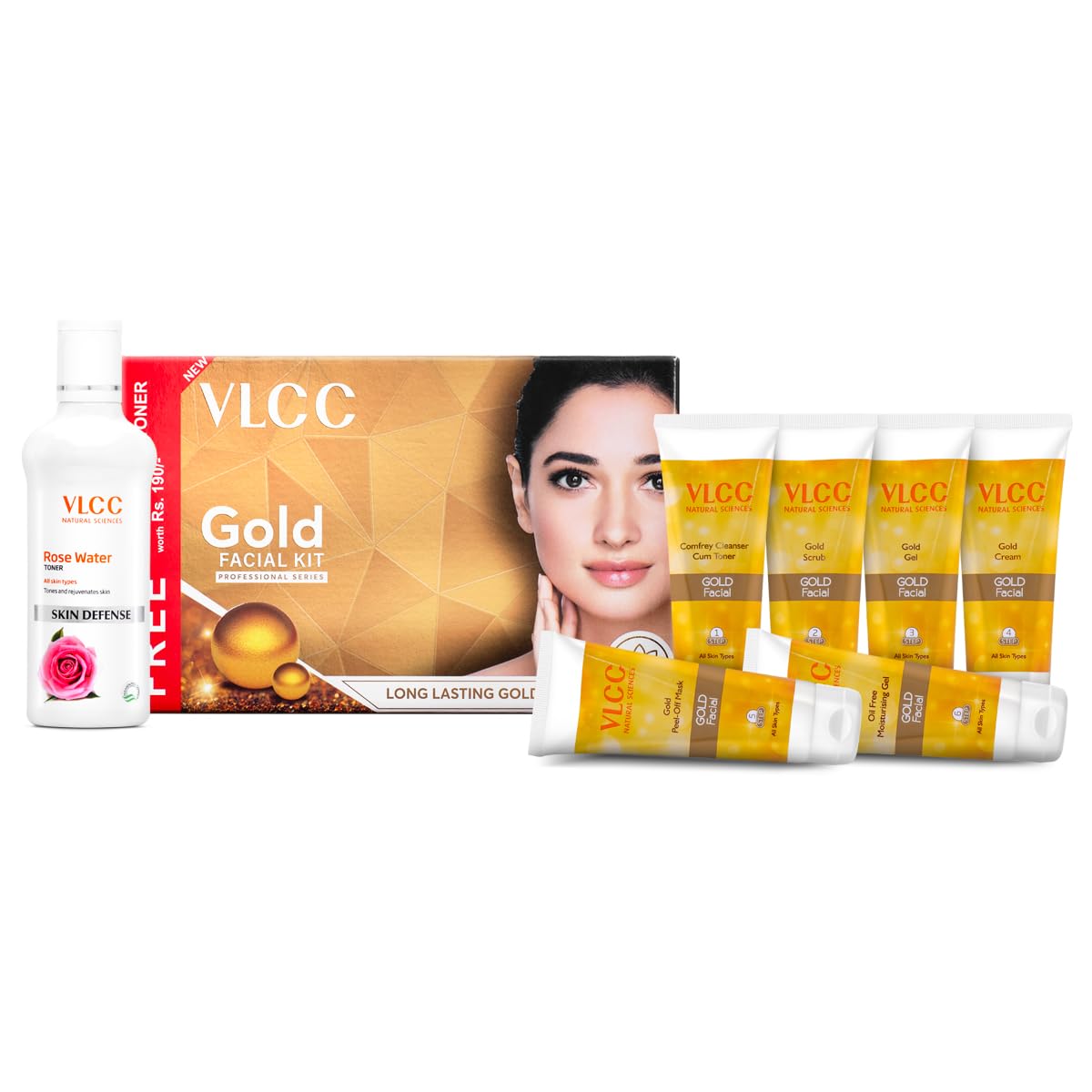 VLCC Gold Facial Kit with FREE Rose Water Toner - 300g + 100ml – view 2