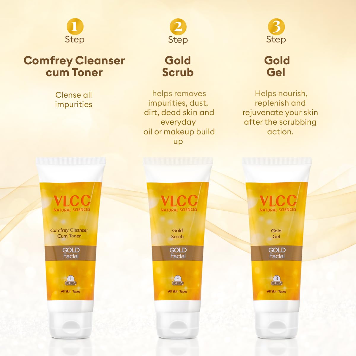 VLCC Gold Facial Kit with FREE Rose Water Toner - 300g + 100ml – view 6