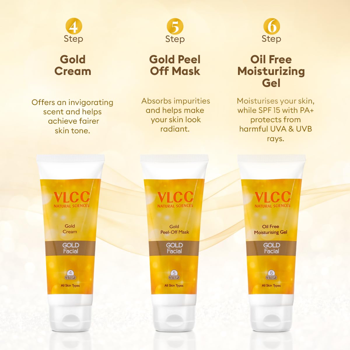 VLCC Gold Facial Kit with FREE Rose Water Toner - 300g + 100ml – view 7