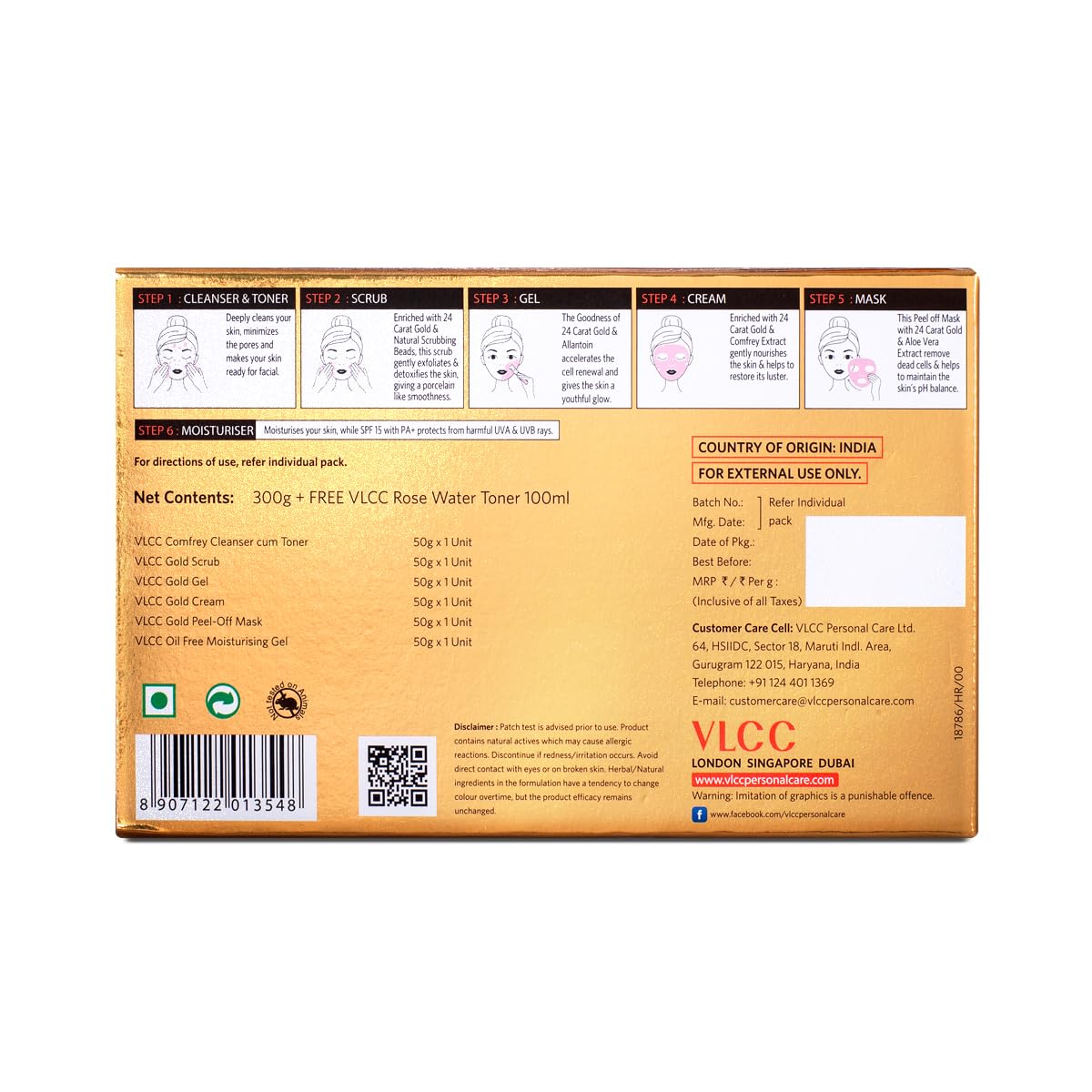 VLCC Gold Facial Kit with FREE Rose Water Toner - 300g + 100ml – view 9