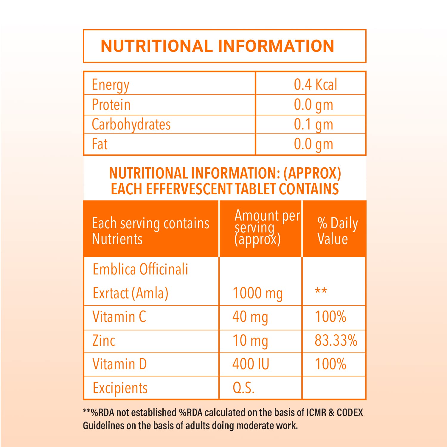 Zingavita Vitamin C 1000mg + Zinc Effervescent Tablets (20 Fizz Tab) Natural Amla Extract for Strong Immunity & Acne Free Skin, No Added Sugar, Orange Flavour, 1 Daily – view 2