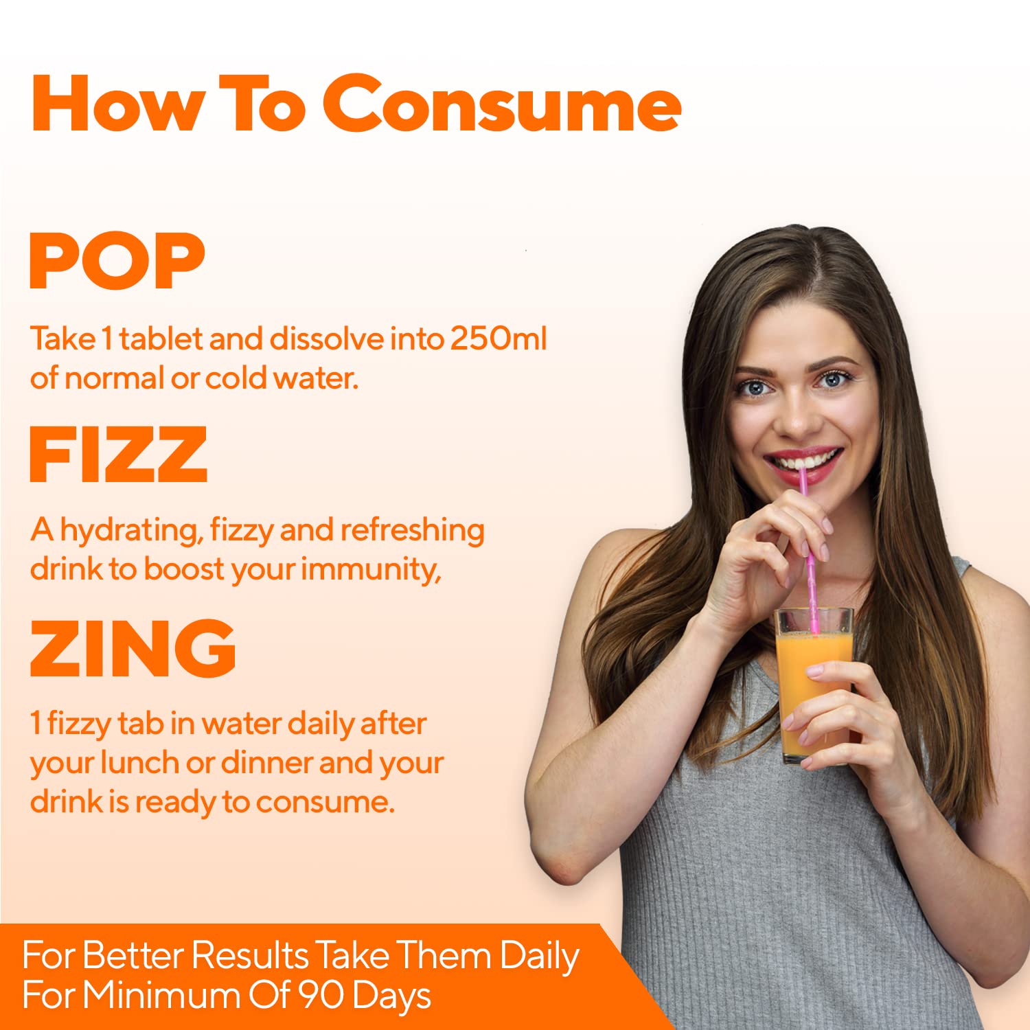 Zingavita Vitamin C 1000mg + Zinc Effervescent Tablets (20 Fizz Tab) Natural Amla Extract for Strong Immunity & Acne Free Skin, No Added Sugar, Orange Flavour, 1 Daily – view 7