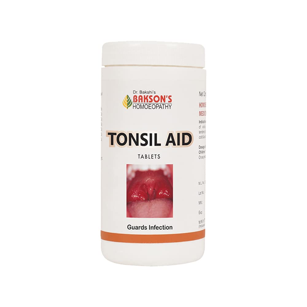 Bakson's Tonsil Aid tablets pack with 200-tablet bottle