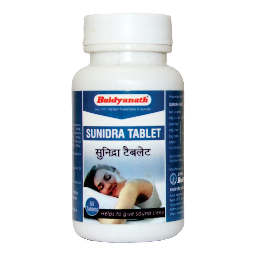 Front view of Baidyanath Sunidra Tablet bottle for adults