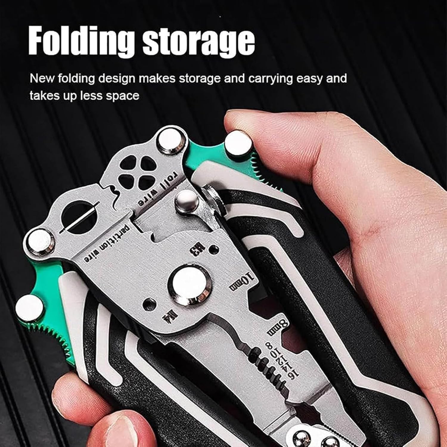 QXORE All in 1 Multifunction Stainless Steel Wire Stripper/Wire Crimping Tool, Wire Cutter, Wire Crimper, Cable Stripper, Wiring Tools and Multi-Function Hand Tool (Green wire) – view 8