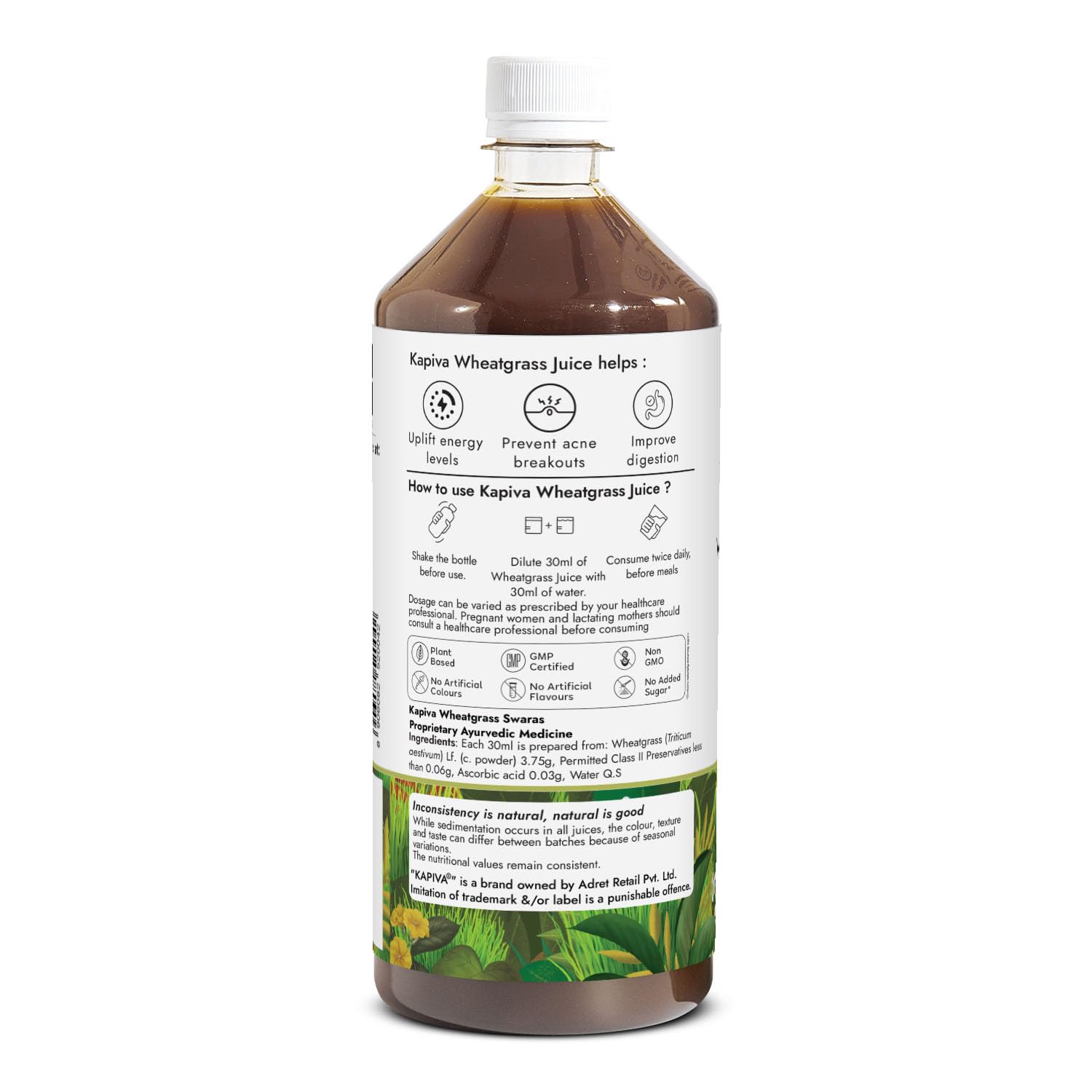 Kapiva Wheatgrass Juice 1L - Help's to Detoxify the Liver, Cleanse the Digestive System, Boost Metabolism & Purify Blood – view 7