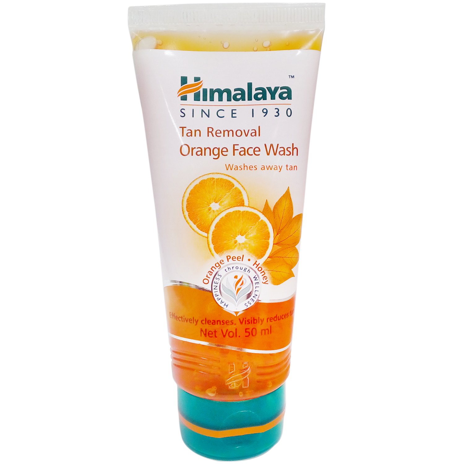 Front view of Himalaya orange face wash 50ml tube packaging