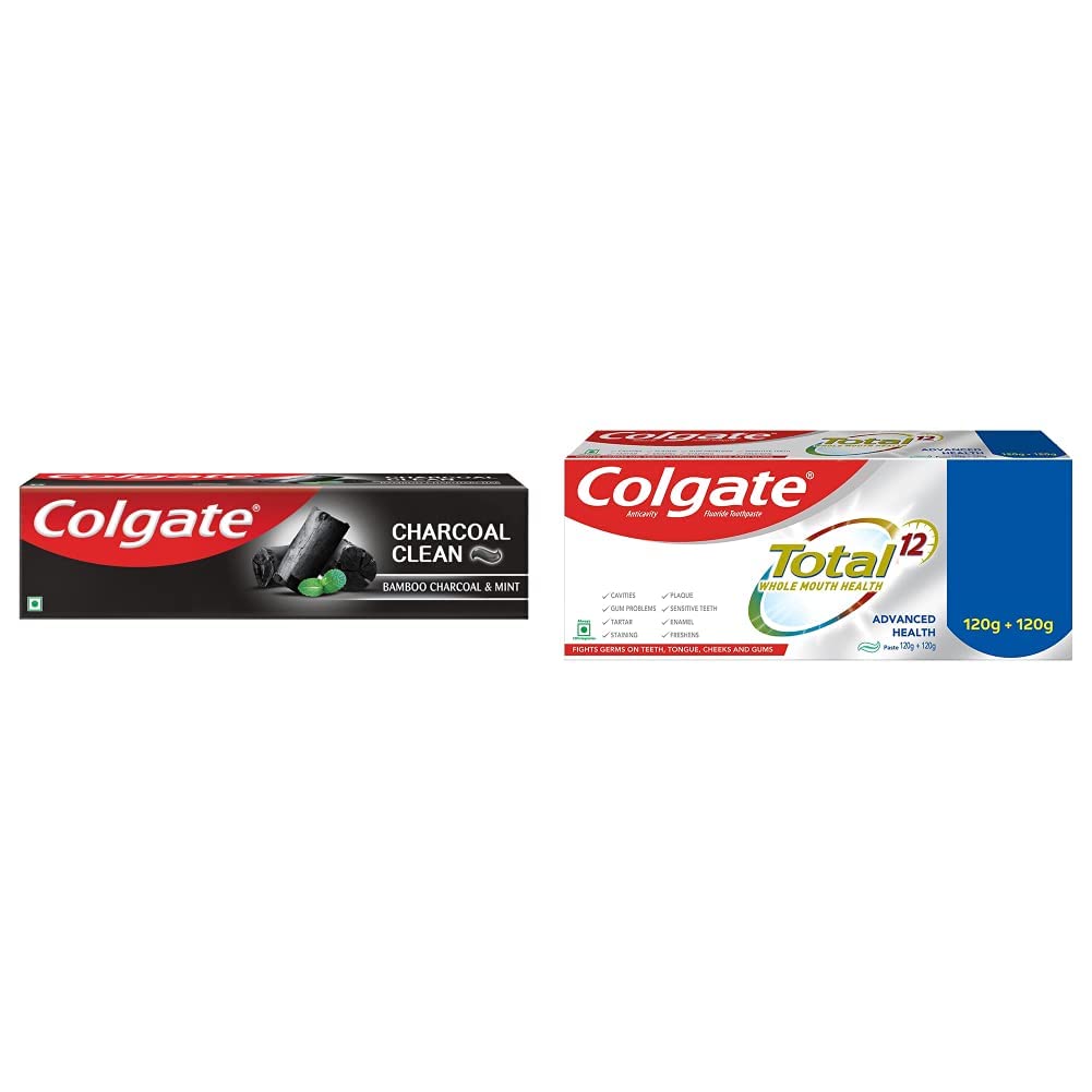 Colgate toothpaste saver pack with charcoal and whole mouth health