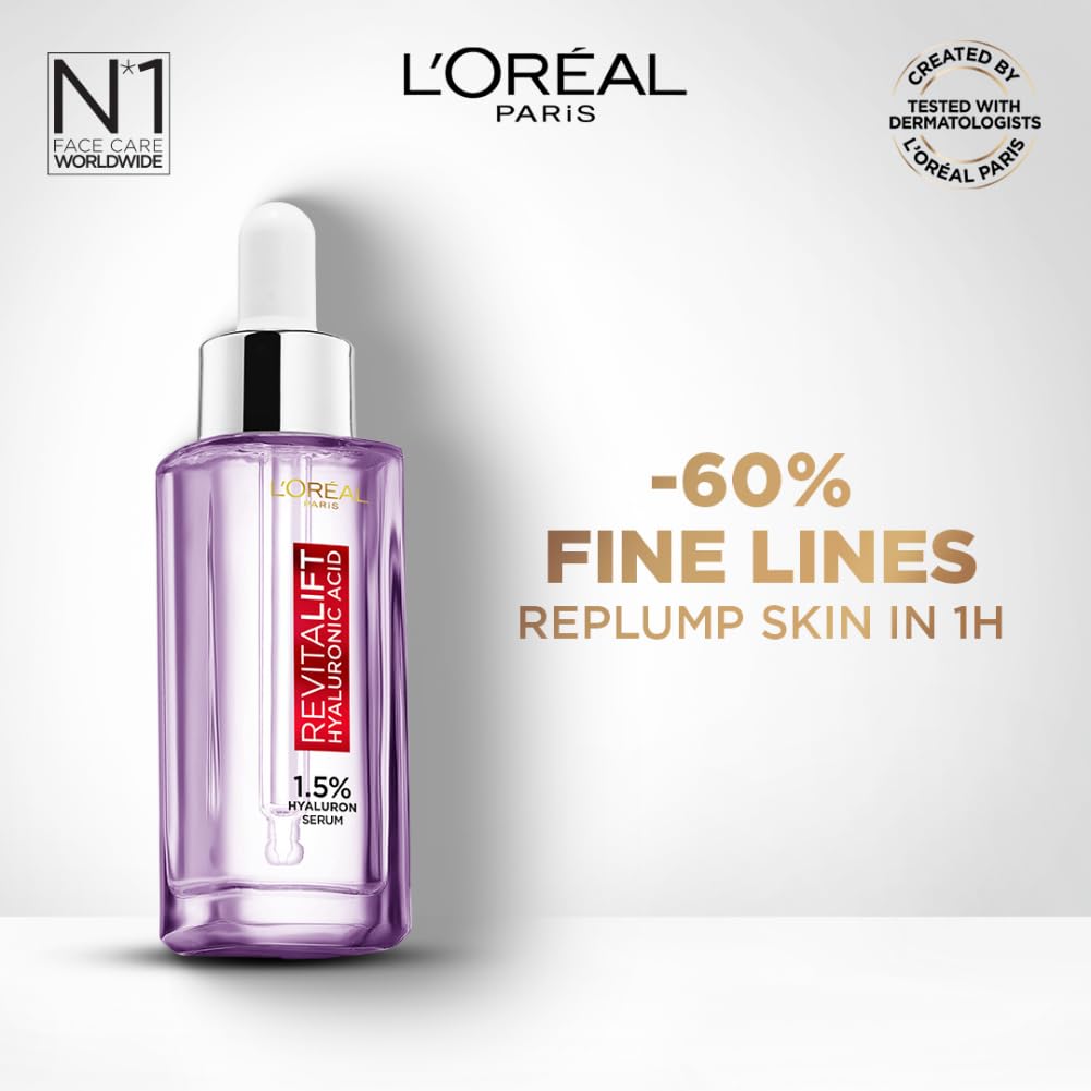 L'Oreal Paris Revitalift Hyaluronic Acid Lightweight Face Serum For Hydrated, Youthful Skin (Fragrance & Paraben Free), 30ml – view 3