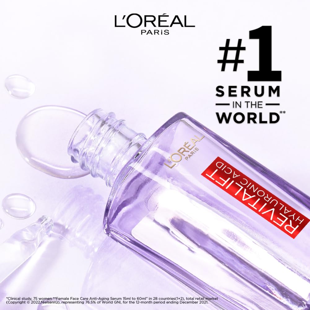 L'Oreal Paris Revitalift Hyaluronic Acid Lightweight Face Serum For Hydrated, Youthful Skin (Fragrance & Paraben Free), 30ml – view 5