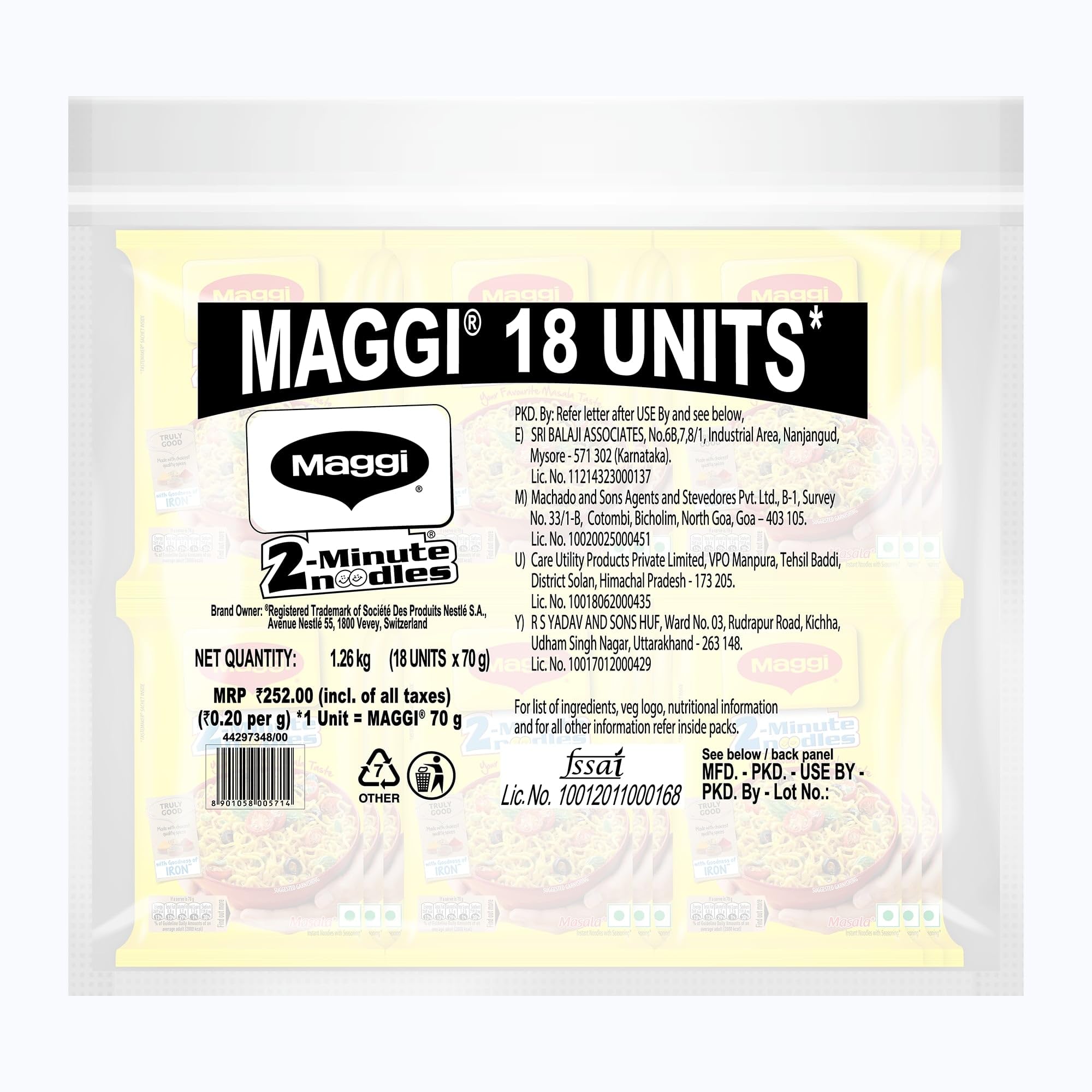 MAGGI 2-minute Instant Noodles, Masala Noodles with Goodness of Iron, Made with Choicest Quality Spices, Favourite Masala Taste, 70g (Pack of 18) – view 2