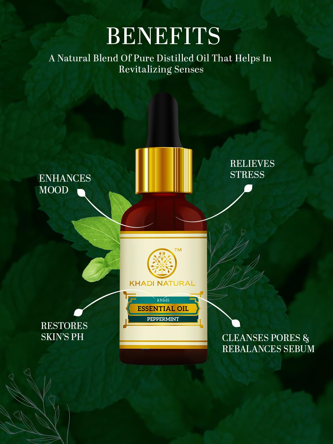 Khadi Natural Herbal Peppermint Essential Oil, 15ml – view 2