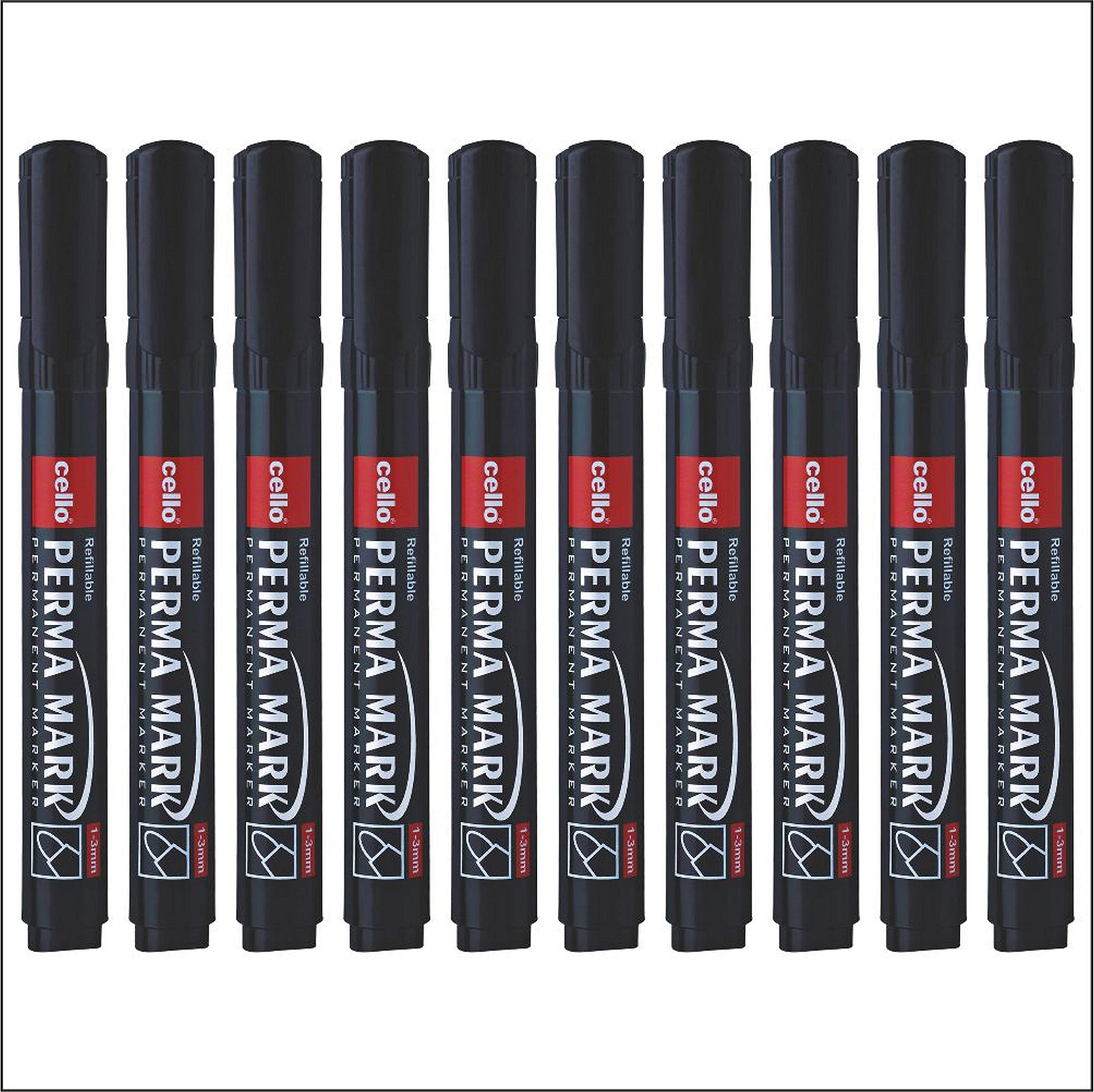 Cello Perma Mark Permanent Marker, Black, Count of 10 – view 2