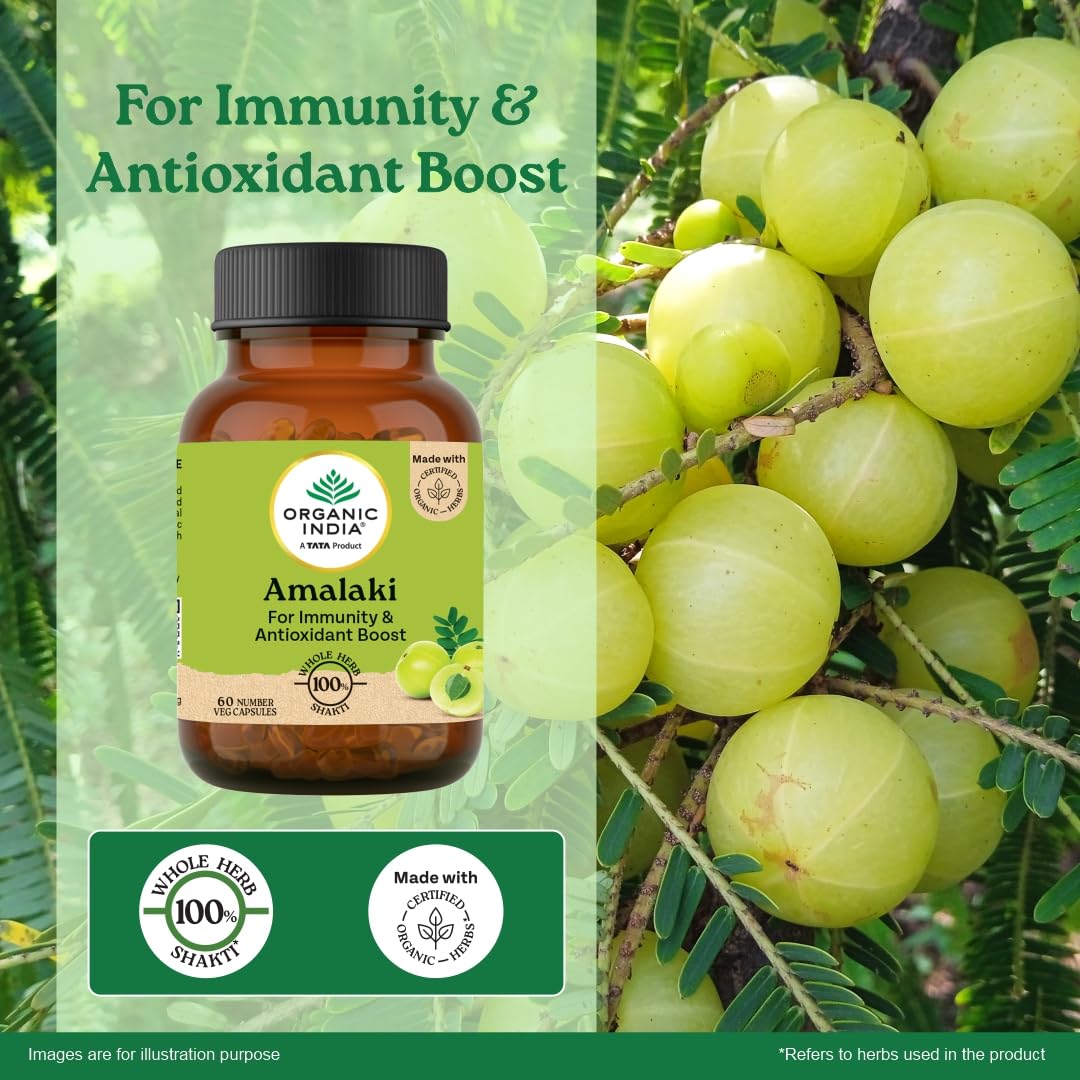 A TATA Product - Organic India Amalaki - 60 Veg Capsules, Natural Vitamin C & Antioxidants, Boosts Immune Response, Detoxify & Rejuvenate Digestive System, Reduce Acidity, GMP & NPOP Certified Organic – view 3