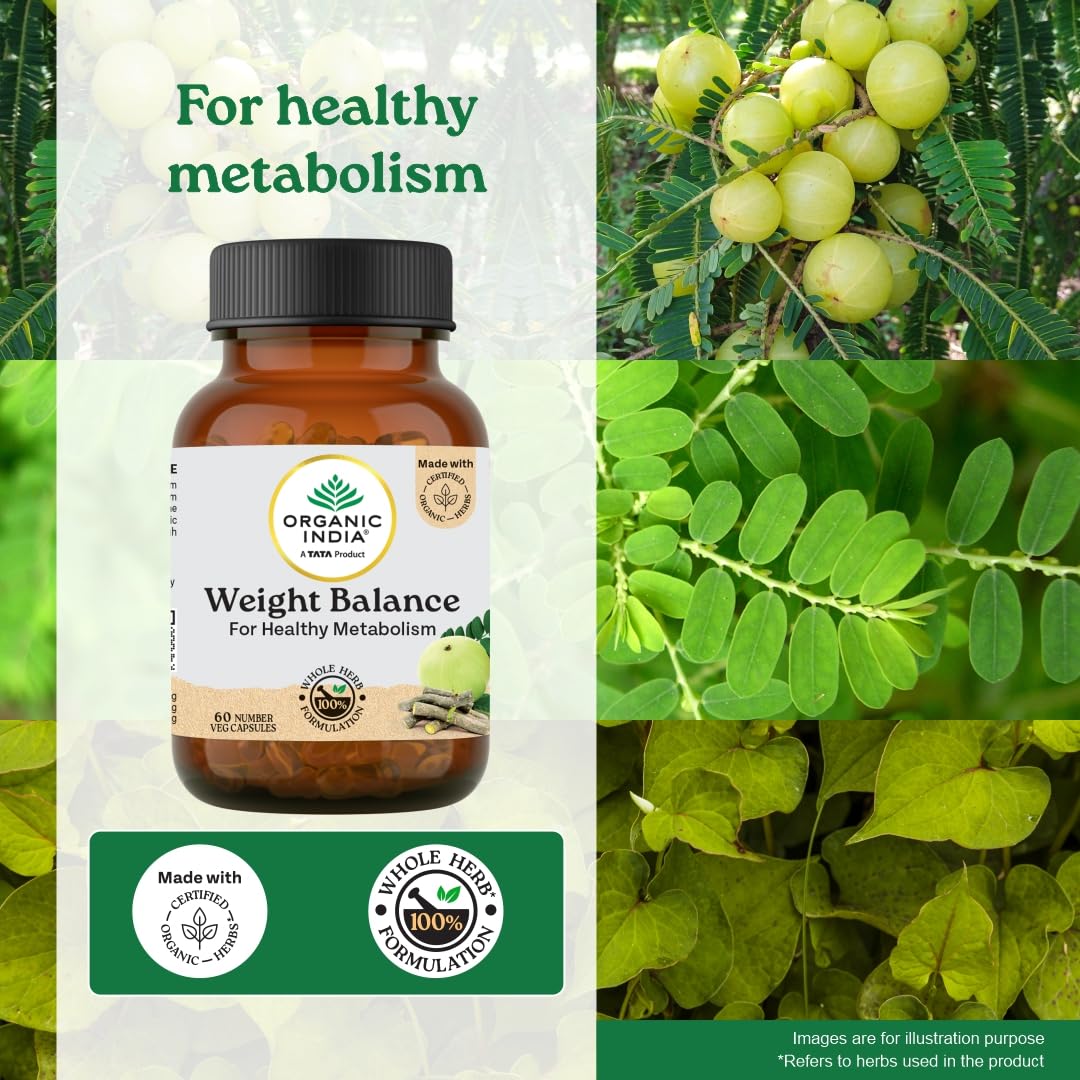 A TATA Product - Organic India Weight Balance - 60 Veg Capsules, Naturally Promotes Healthy Metabolism & Reduces Fatigue, Contains Antioxidants For Better Immunity, GMP & NPOP Certified Organic – view 3