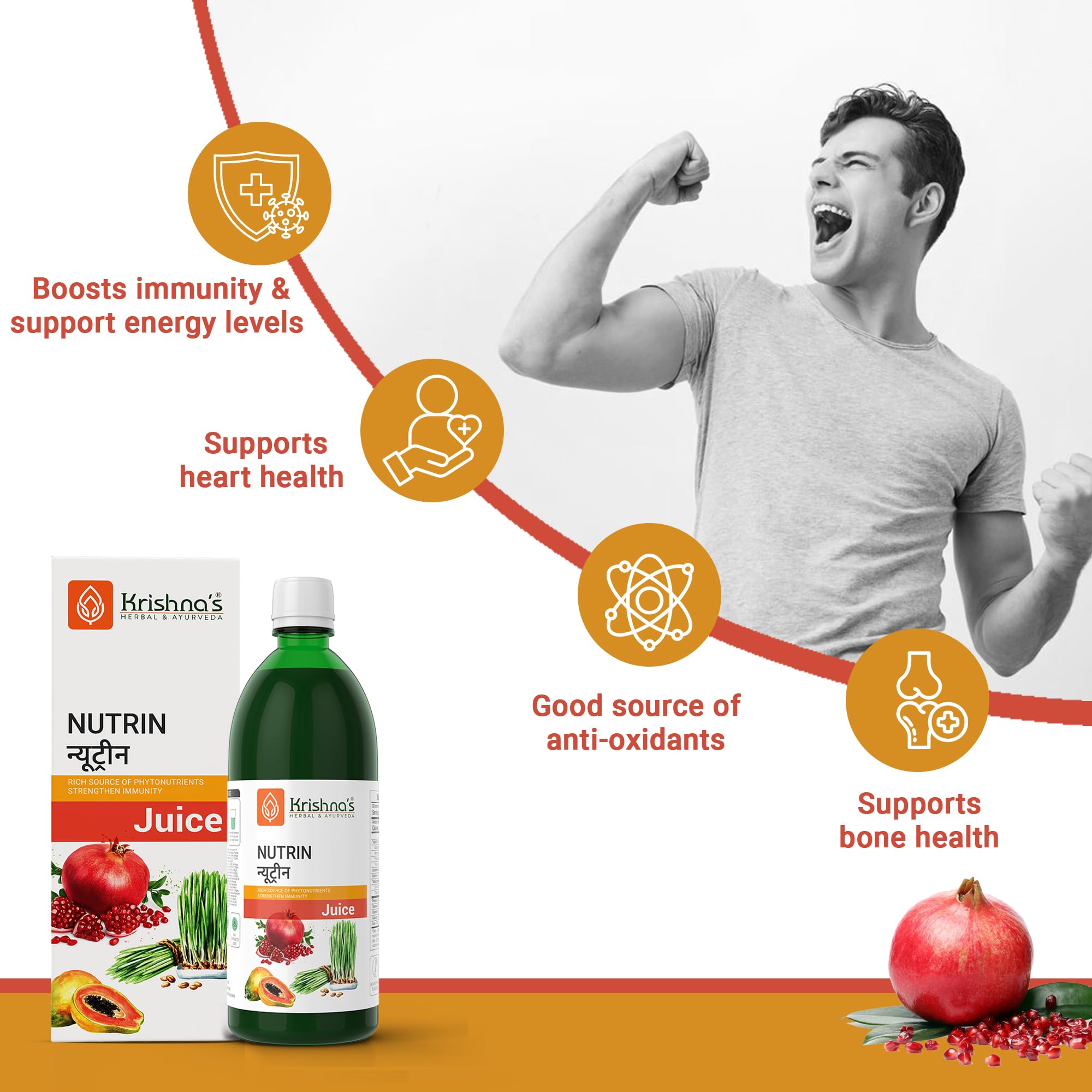 Krishna's Nutrin Juice, Rich Source Of Nutrients, No Artificial Colors or Flavors - 1000 ml (Pack of 1) – view 2