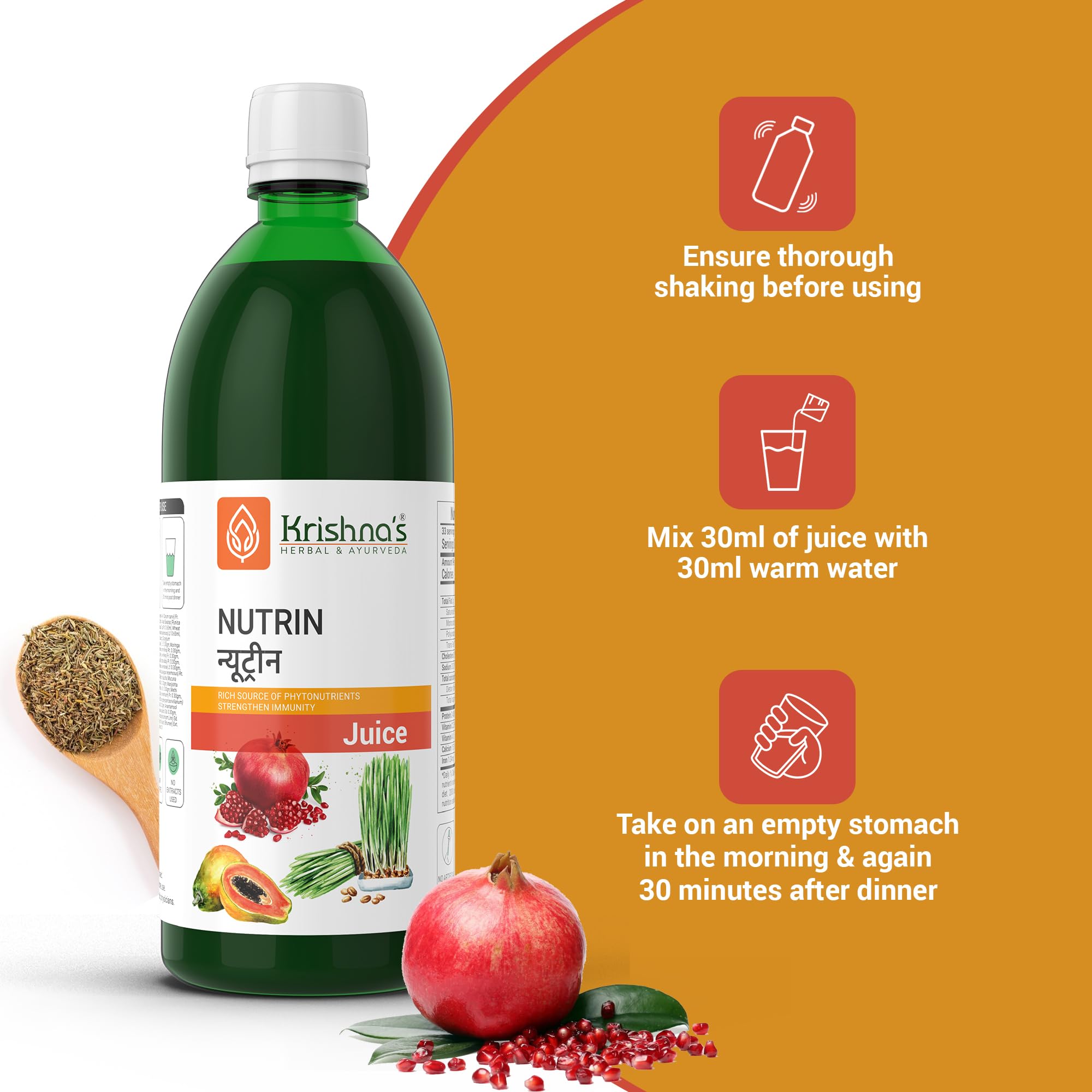 Krishna's Nutrin Juice, Rich Source Of Nutrients, No Artificial Colors or Flavors - 1000 ml (Pack of 1) – view 6