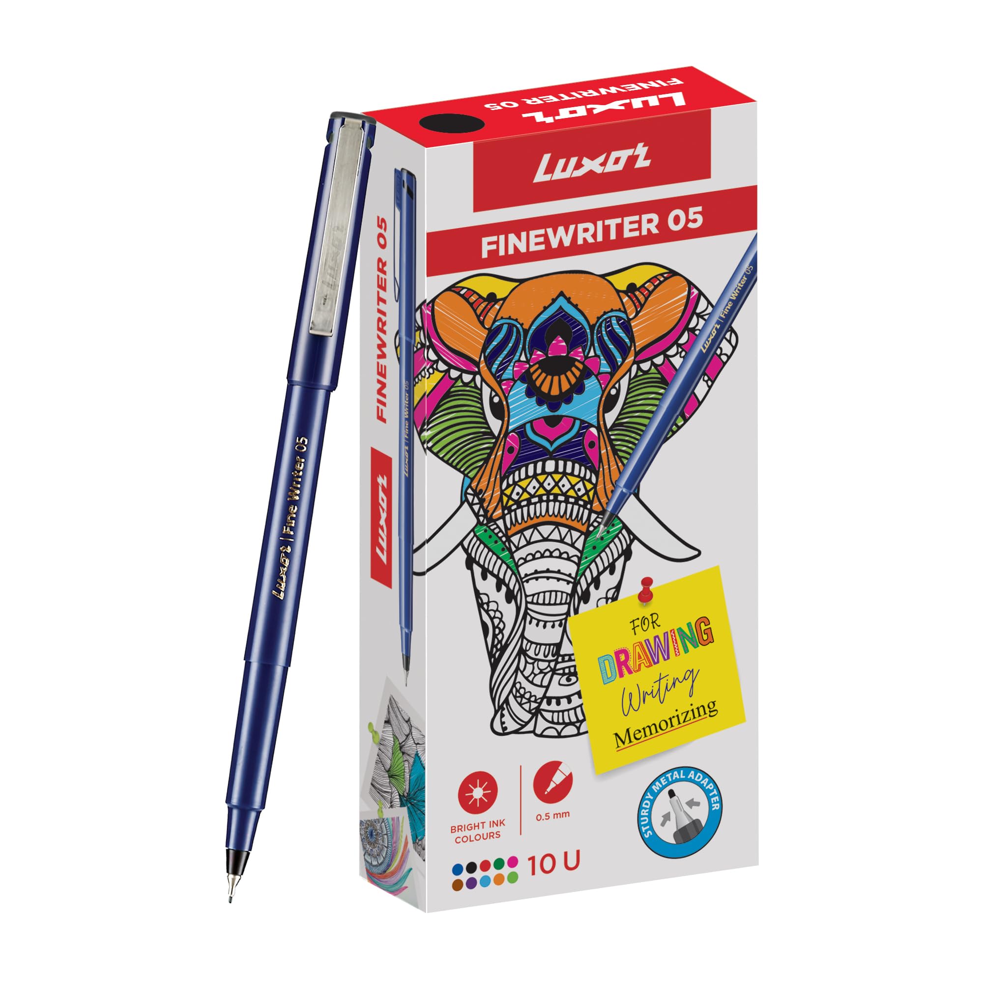 Pack of 10 Luxor Fine Writer black technical pens