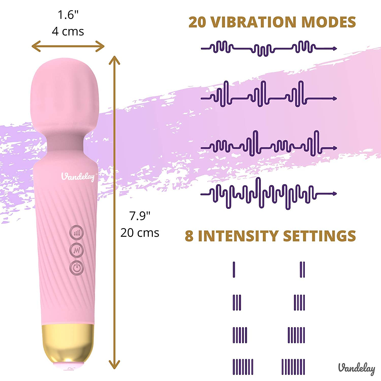 Vandelay Full Body Massager for Women & Men, Rechargeable Wireless Massager Machine for Pain Relief, Handheld Massager with Medical Grade Silicone, 8 Speeds, 20 Modes – view 4