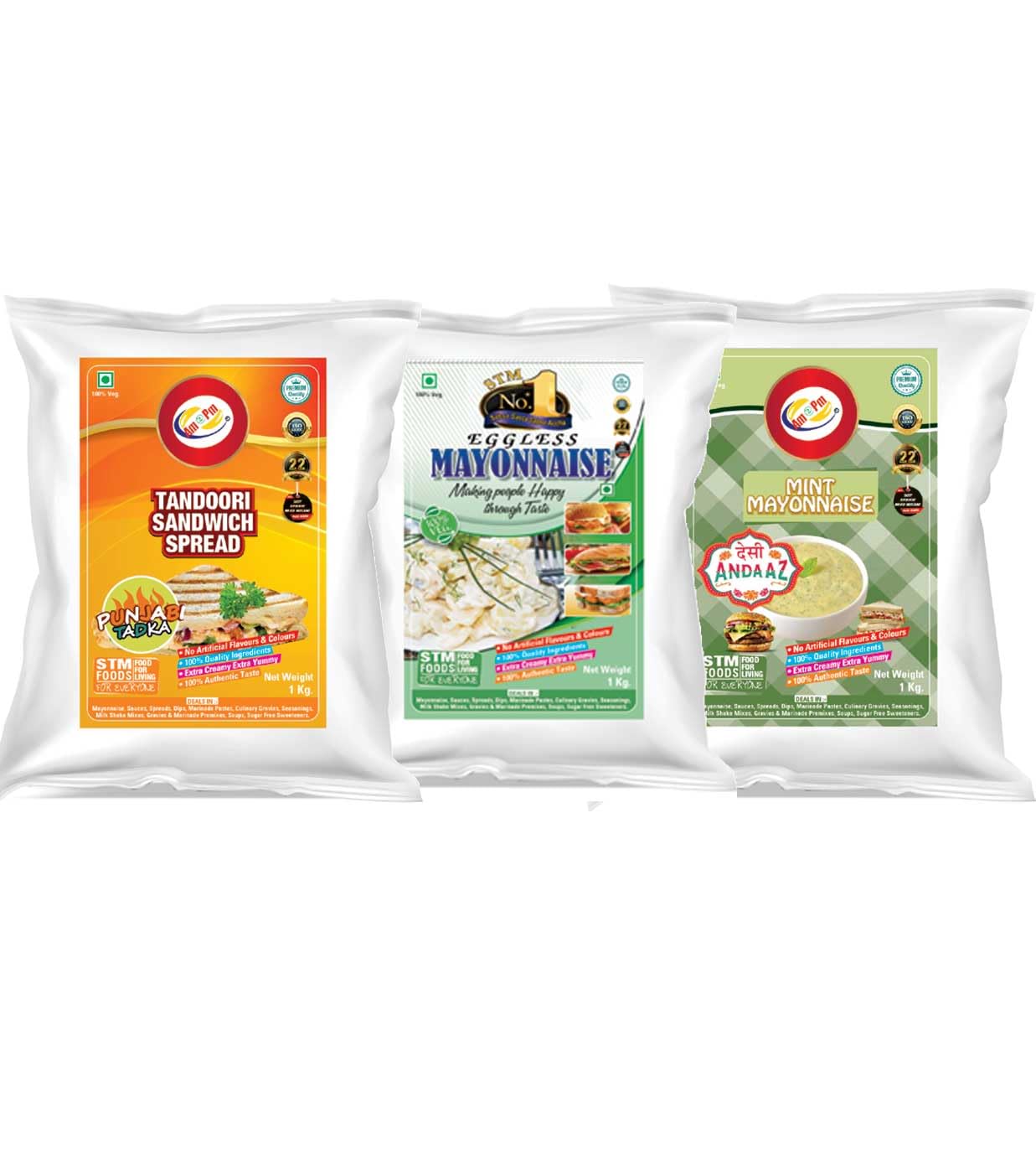 Three pouches of creamy tandoori mint mayo mayonnaise