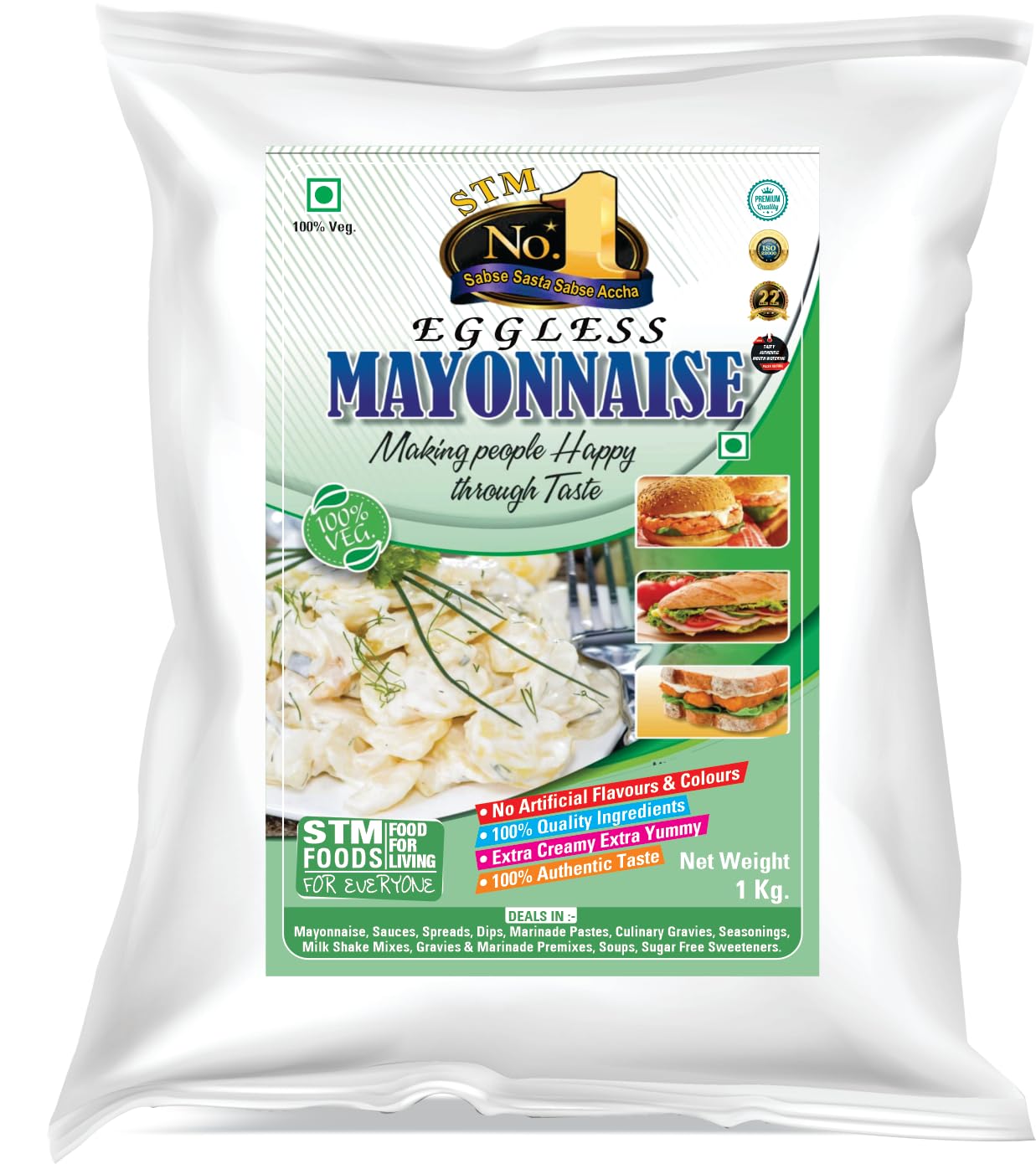 Am 2 Pm - Mayonnaise,Mint Mayo,Tandoori Sandwich Spread Extra Creamy Mayonnaise for Sandwich, Burger, Wraps Pack Of- 3 - (1KG Each) – view 4
