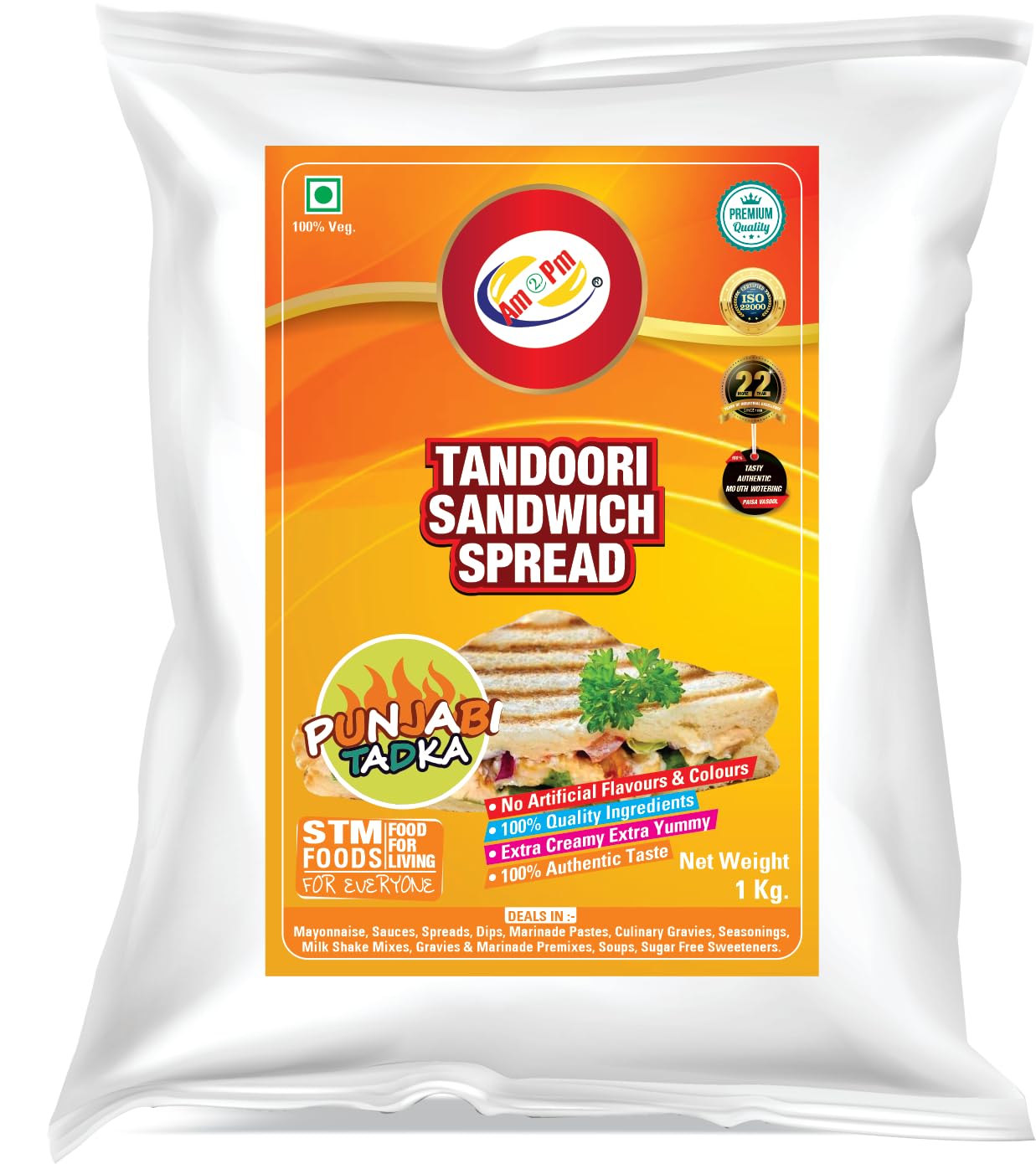 Am 2 Pm - Mayonnaise,Mint Mayo,Tandoori Sandwich Spread Extra Creamy Mayonnaise for Sandwich, Burger, Wraps Pack Of- 3 - (1KG Each) – view 6