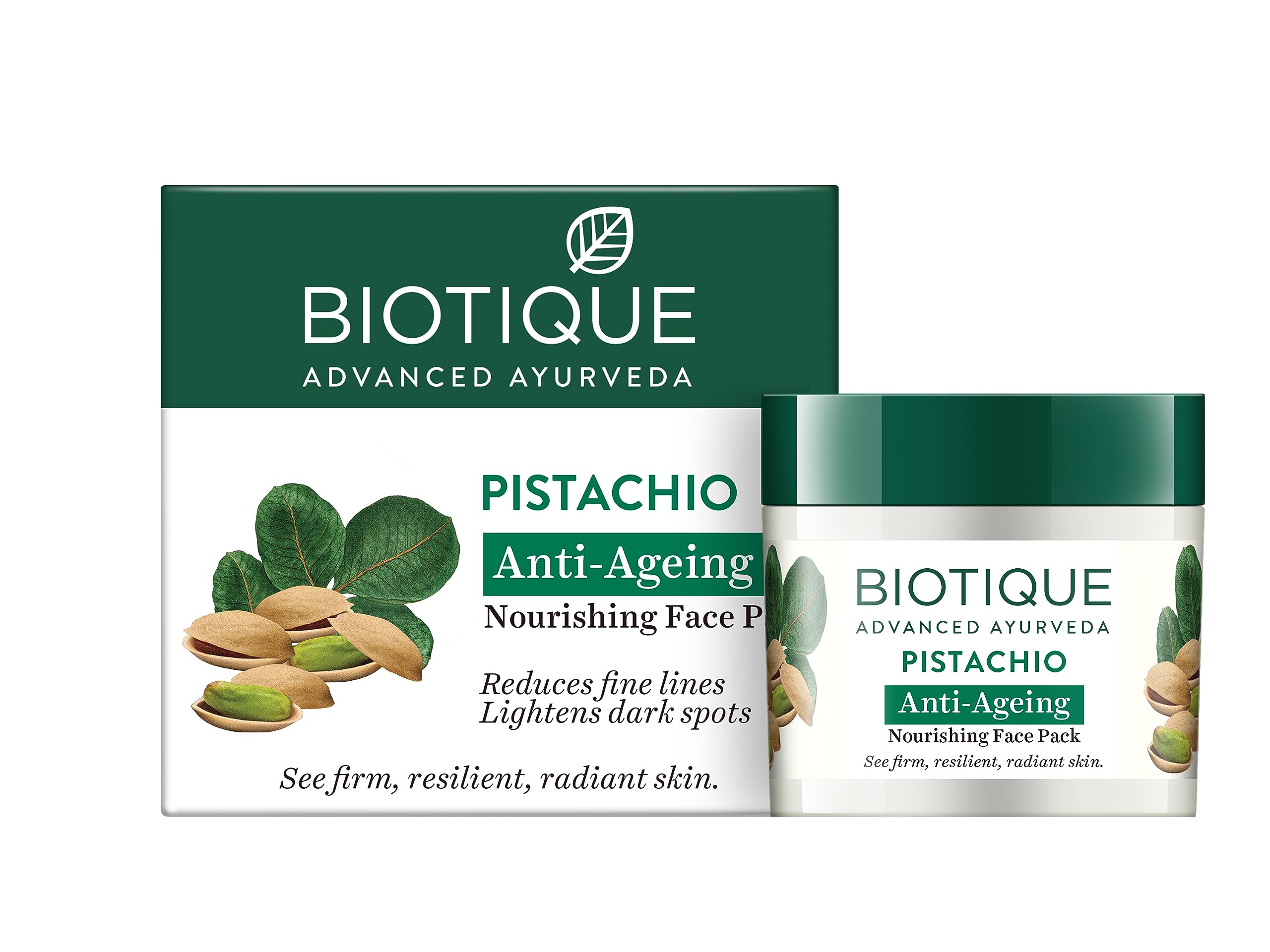 Biotique pistachio nourishing face pack 50 g front pack shot