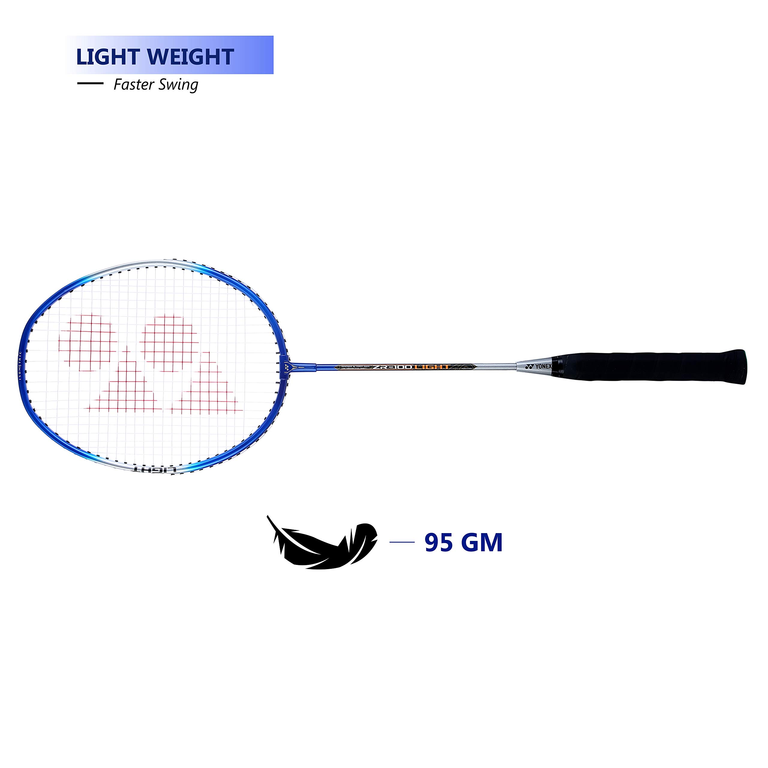 YONEX ZR 100 Light Aluminium Strung Badminton Racket with Full Racket Cover (Blue) – view 5
