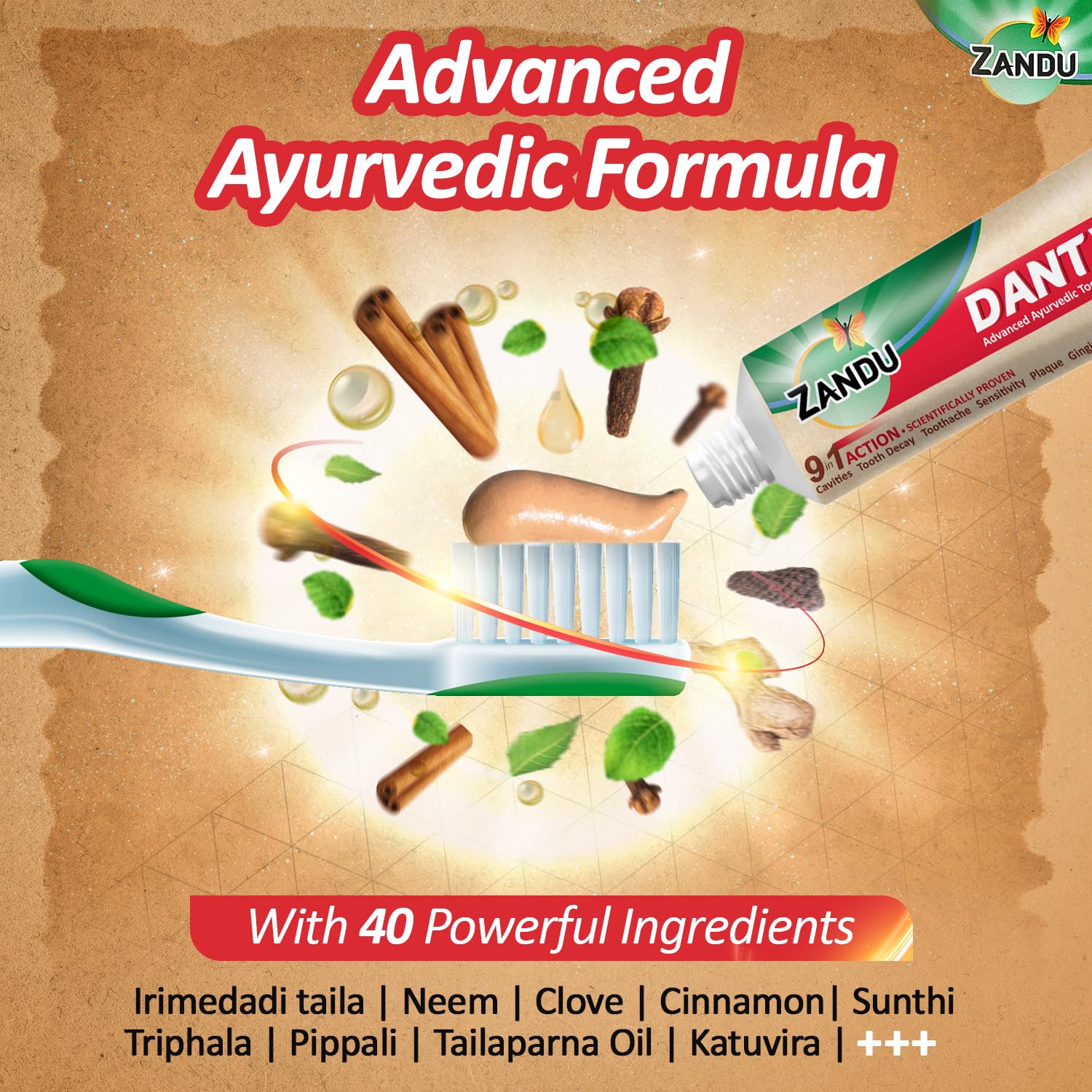Zandu Dantveer, 500g, Fights 9 Dental Problems, with Irimedadi oil, Advanced Ayurvedic Toothpaste, Scientifically proven formula – view 6