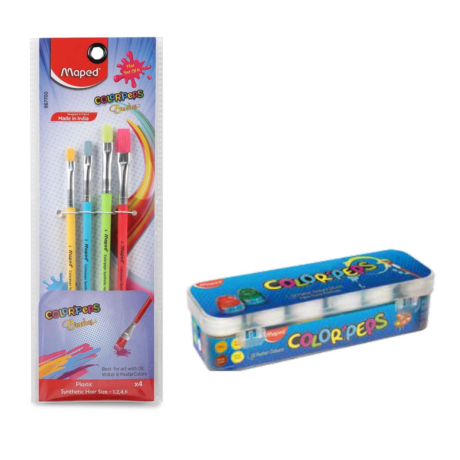 Multicolour Maped poster colour kit with brushes for kids and students