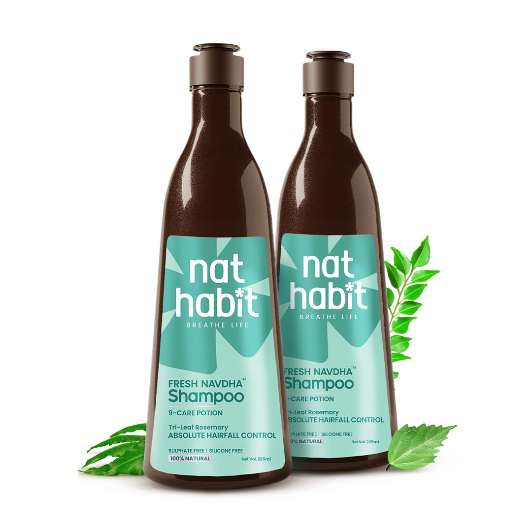 Nat Habit Navdha rosemary herbal shampoo twin bottle pack
