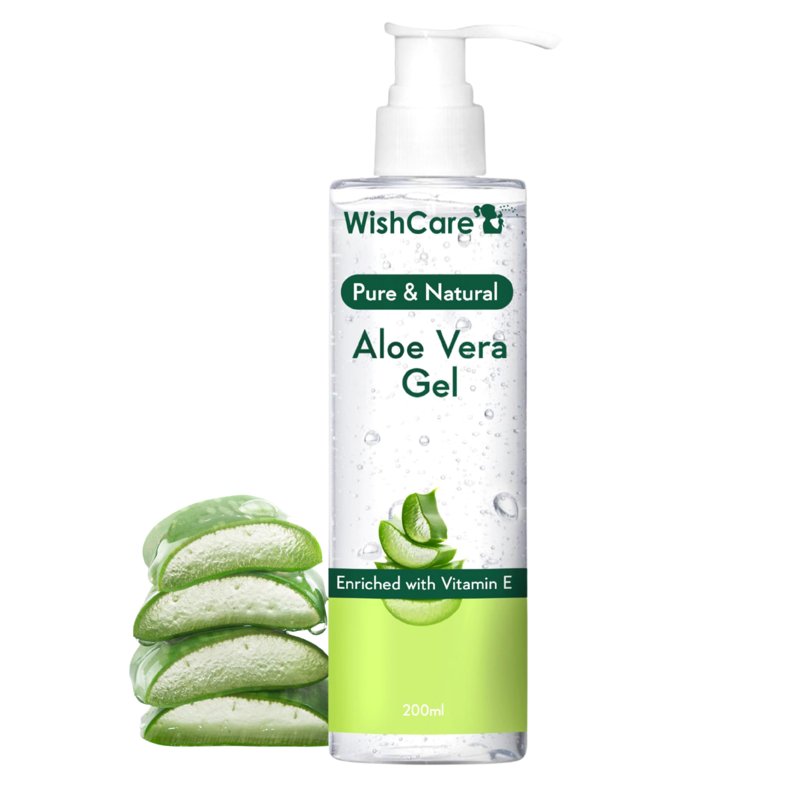 WishCare aloe vera gel bottle for skin face and hair
