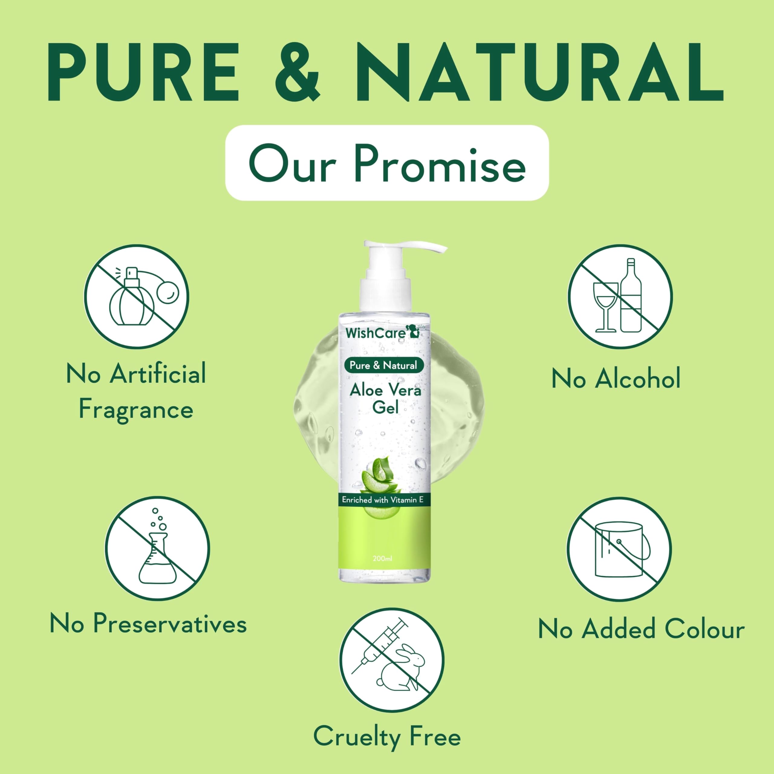 WishCare Pure & Natural Aloe Vera Gel for Skin, Face & Hair - With Vitamin E- For Men and Women 200ml – view 3