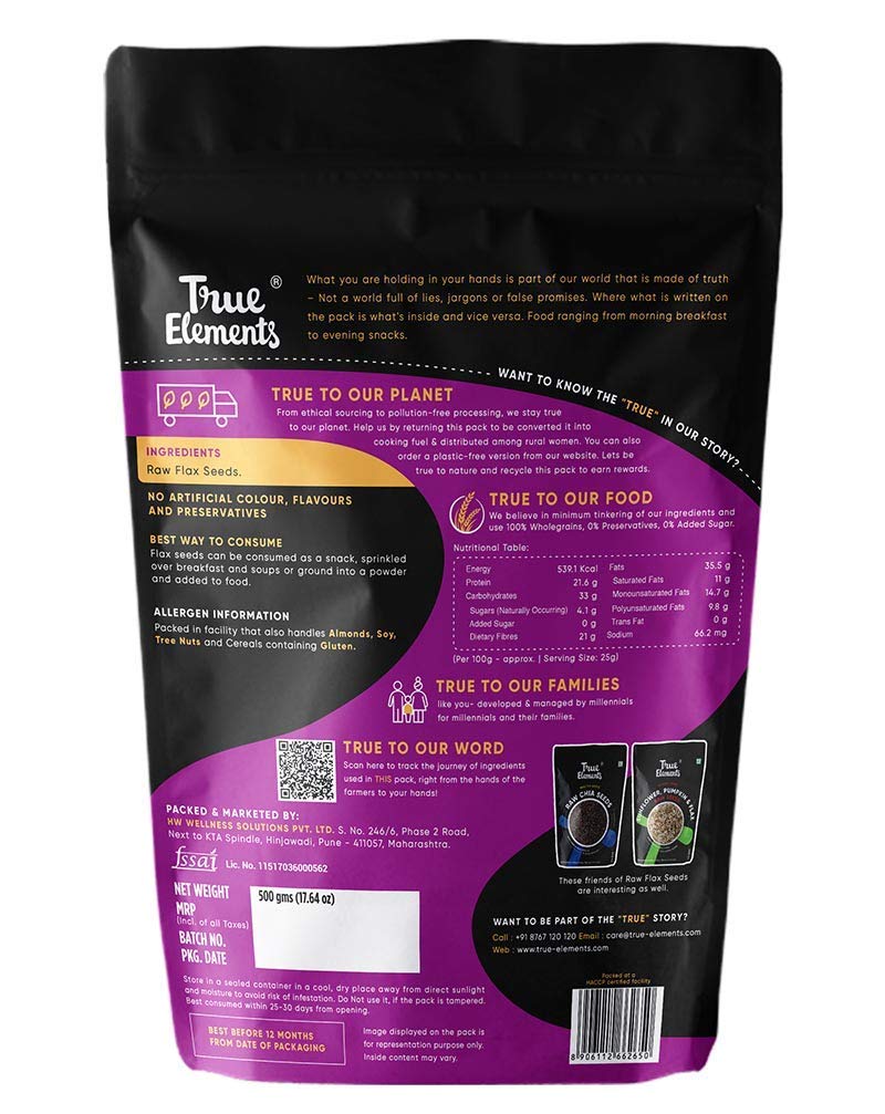 True Elements Flax Seeds 500g - Alsi Seeds – view 2