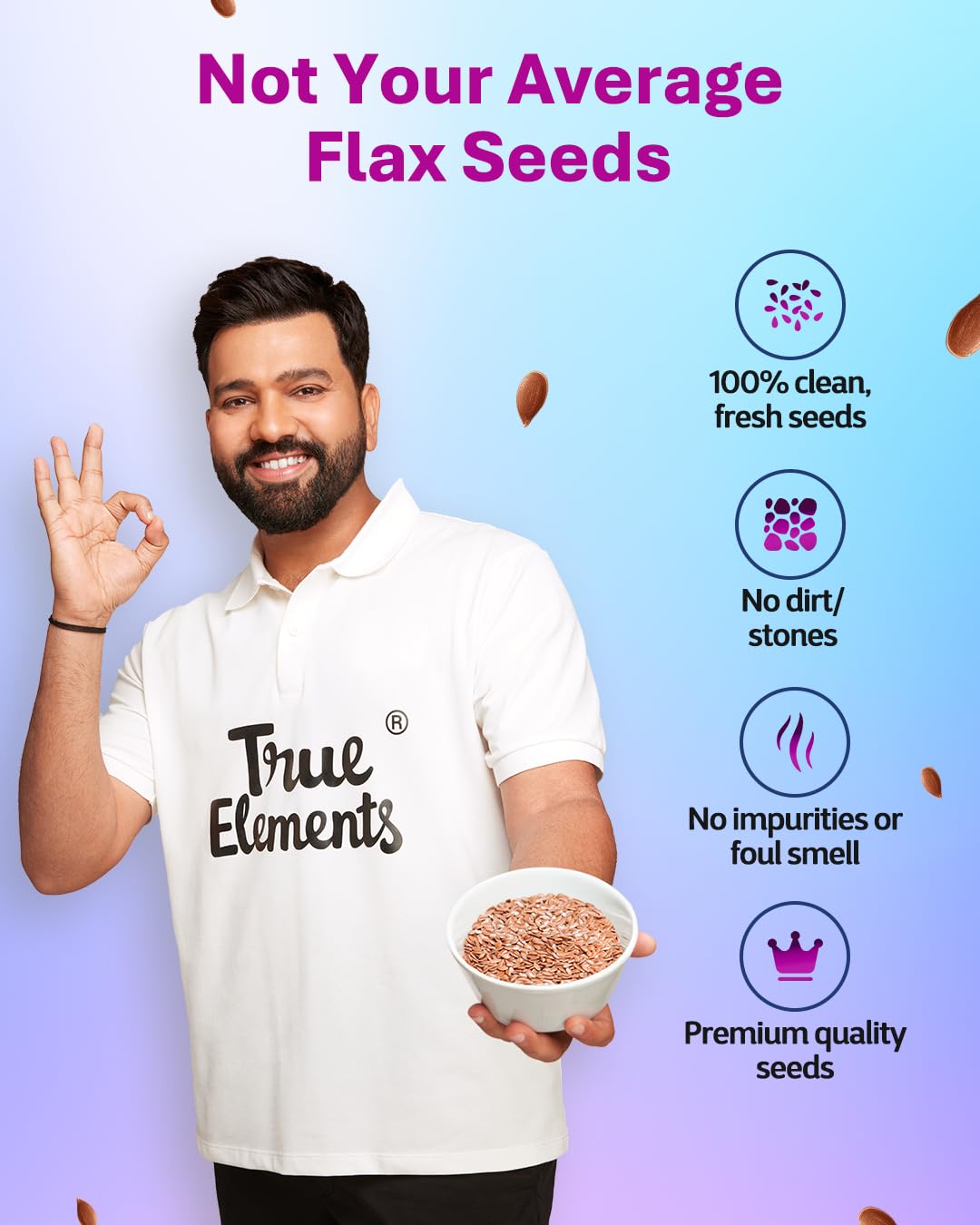 True Elements Flax Seeds 500g - Alsi Seeds – view 4