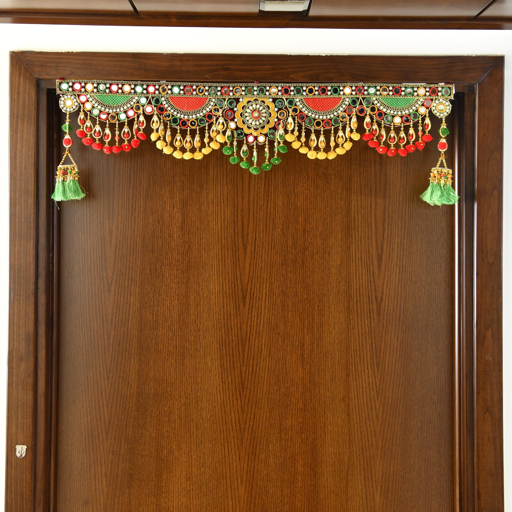 CraftVatika Toran Toranam Hanging Bandarwal for Main Entrance Door Pooja Room Wall Home Decoration Handmade Latest Vintage Traditional Multi Zula Pearl Beads (Type 10), 36 Inch