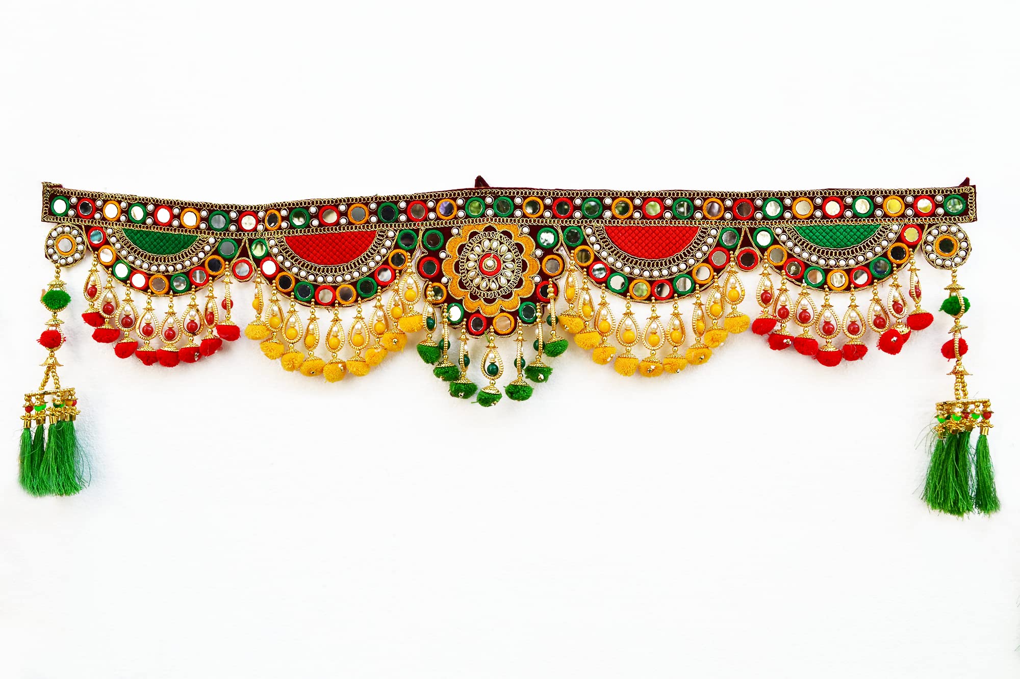 CraftVatika Toran Toranam Hanging Bandarwal for Main Entrance Door Pooja Room Wall Home Decoration Handmade Latest Vintage Traditional Multi Zula Pearl Beads (Type 10), 36 Inch – view 6