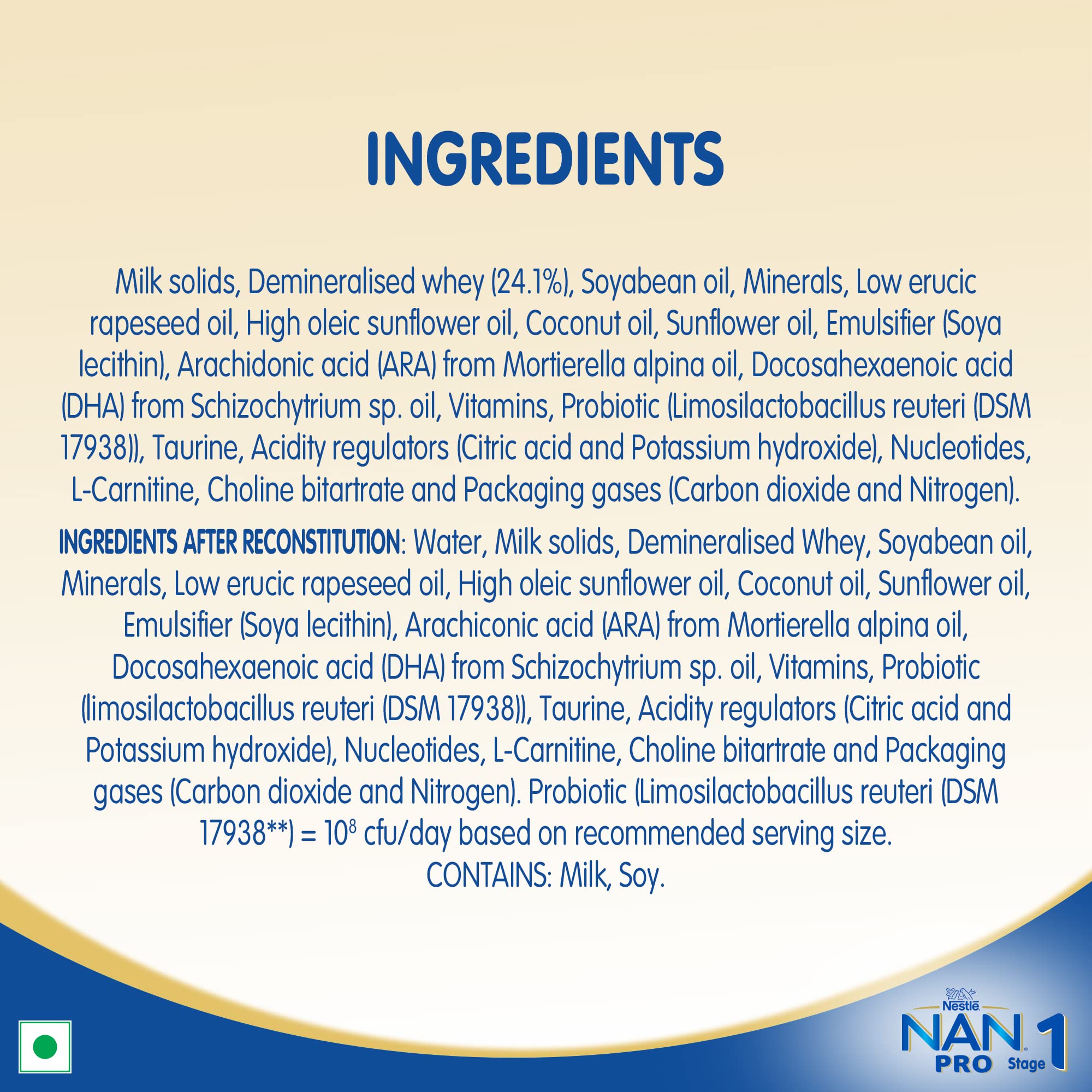 Nestle Nan Pro 1 Infant Formula With Probiotic (Up To 6 Months), Stage 1-400G Bag-In-Box Pack, Powder – view 5