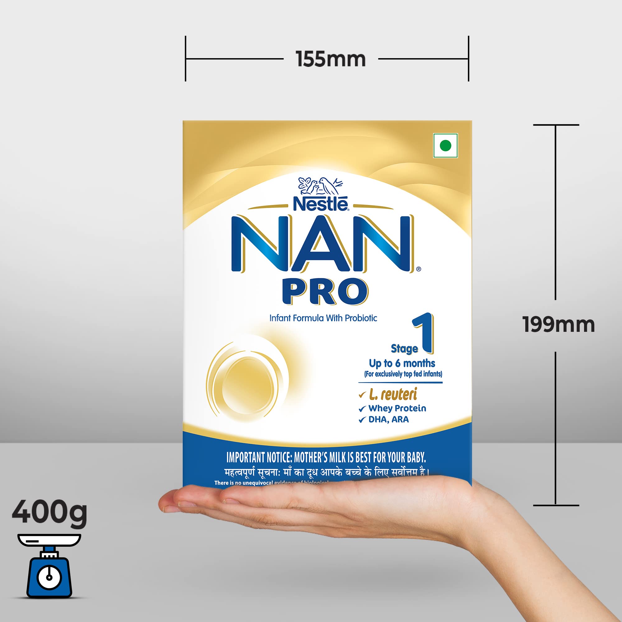 Nestle Nan Pro 1 Infant Formula With Probiotic (Up To 6 Months), Stage 1-400G Bag-In-Box Pack, Powder – view 9
