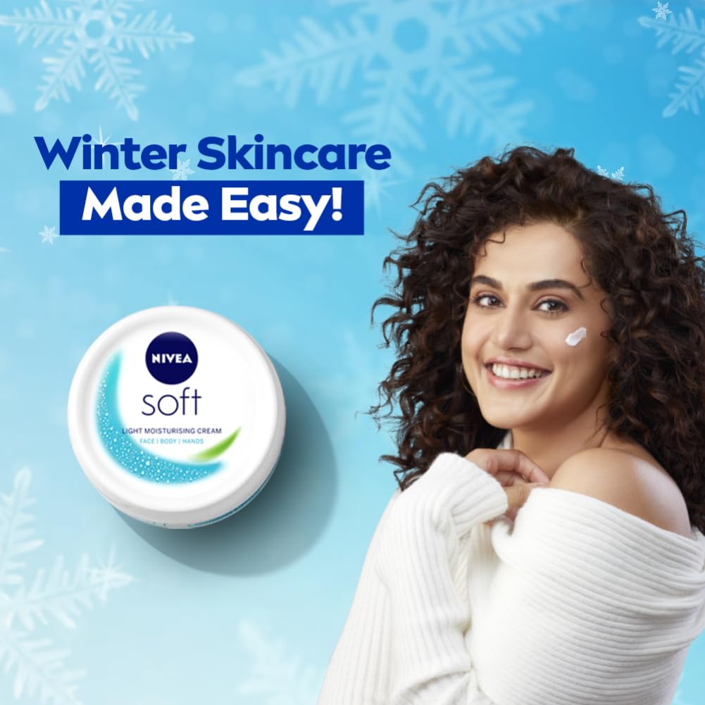 NIVEA Soft Light Moisturizer, 300 ml, for Face, Hand & Body, Non-Greasy Cream with Vitamin E & Jojoba Oil for Instant Hydration – view 2