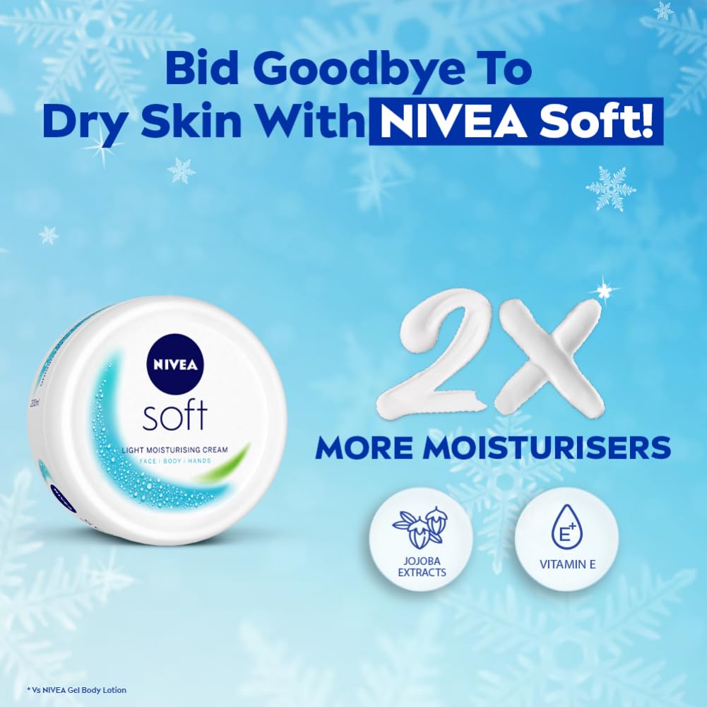 NIVEA Soft Light Moisturizer, 300 ml, for Face, Hand & Body, Non-Greasy Cream with Vitamin E & Jojoba Oil for Instant Hydration – view 3
