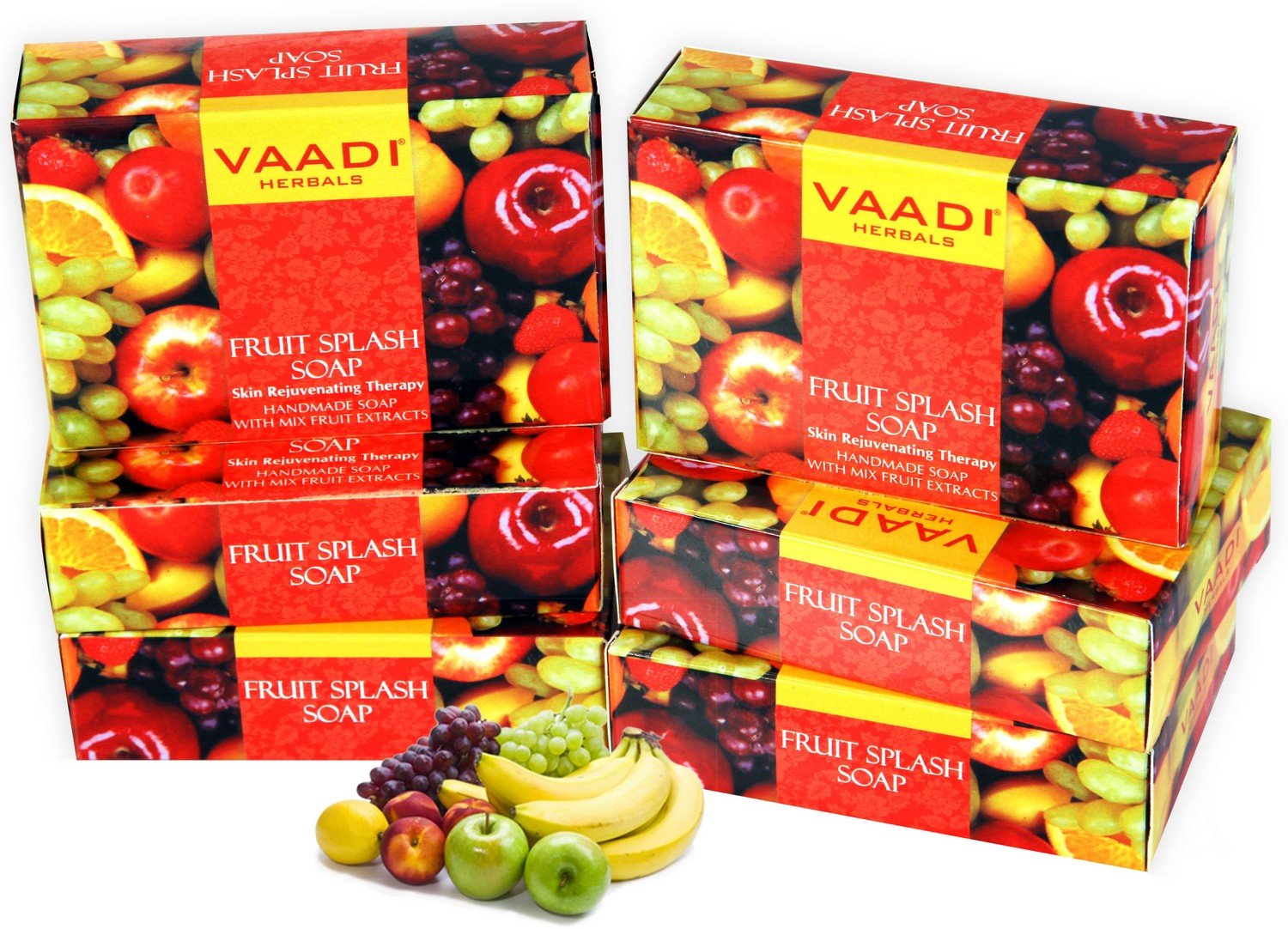 Vaadi Herbals Super Value Fruit Splash Soap with Extracts of Orange, Peach, Green Apple and Lemon, 75gms x 6 – view 2