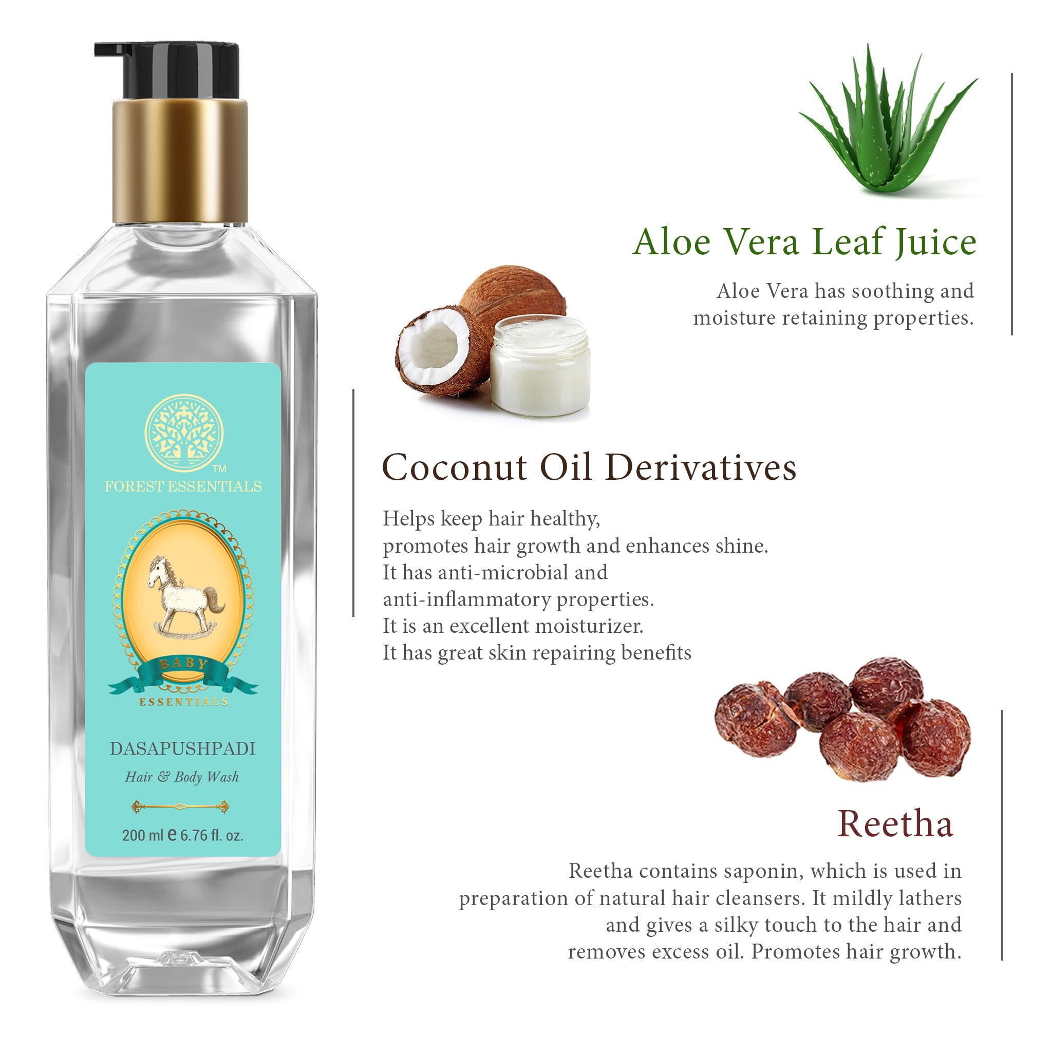 Forest Essentials Baby Hair & Body Wash Dasapushpadi – view 4