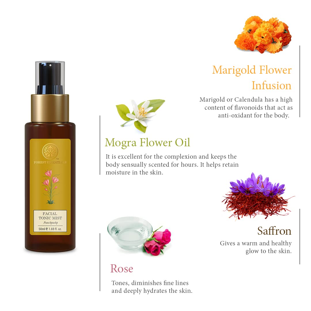Forest Essentials Facial Tonic Mist Panchpushp & Forest Essentials Delicate Facial Cleanser Kashmiri Saffron & Neem – view 4