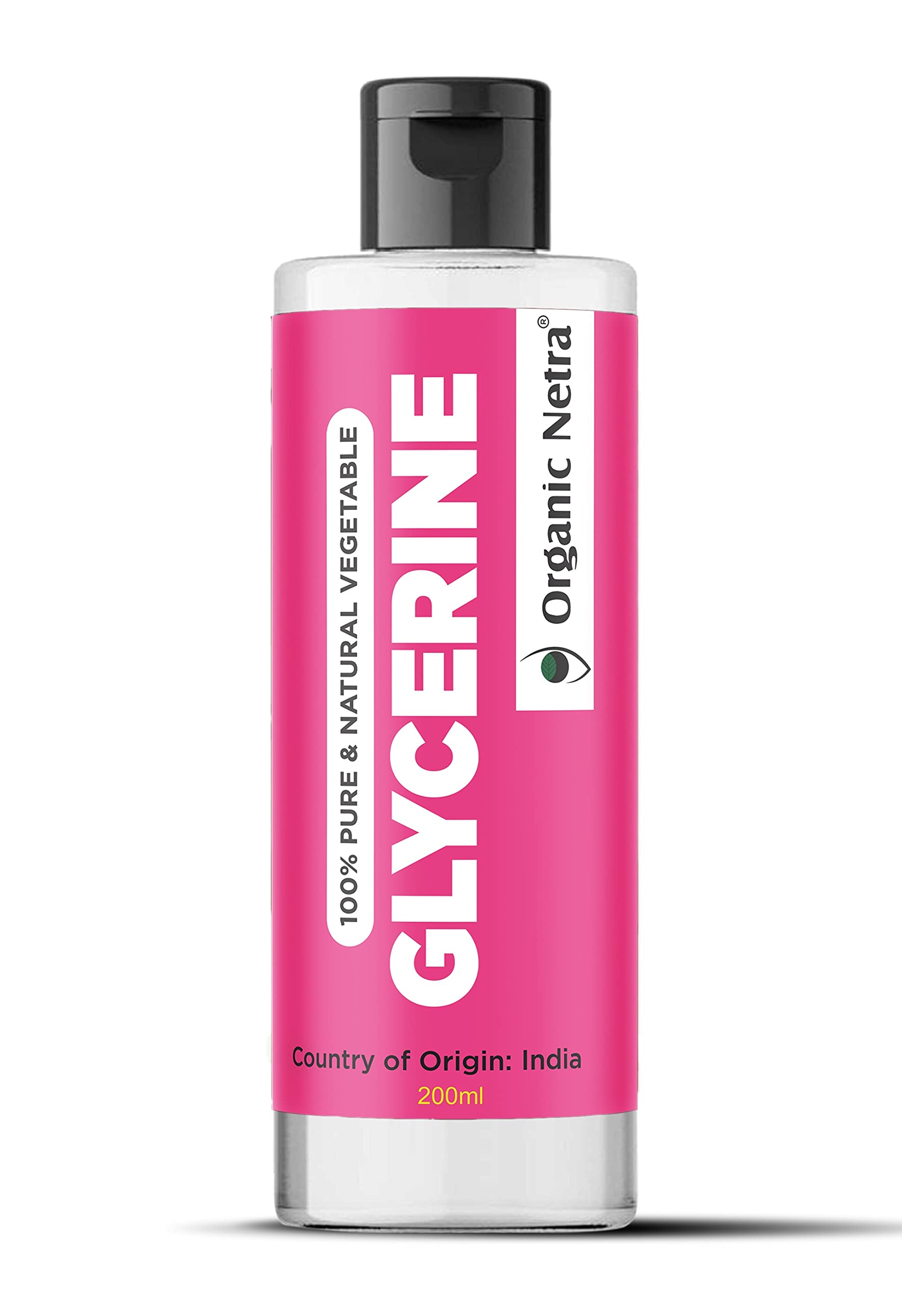 Organic Netra 100% Pure Vegetable Glycerine — All-Natural, Chemical-Free Liquid Glycerine for Men and Women - Perfect Hair and Skin Moisturizer - Non-GMO, Gluten-Free, Therapeutic Grade 200ml